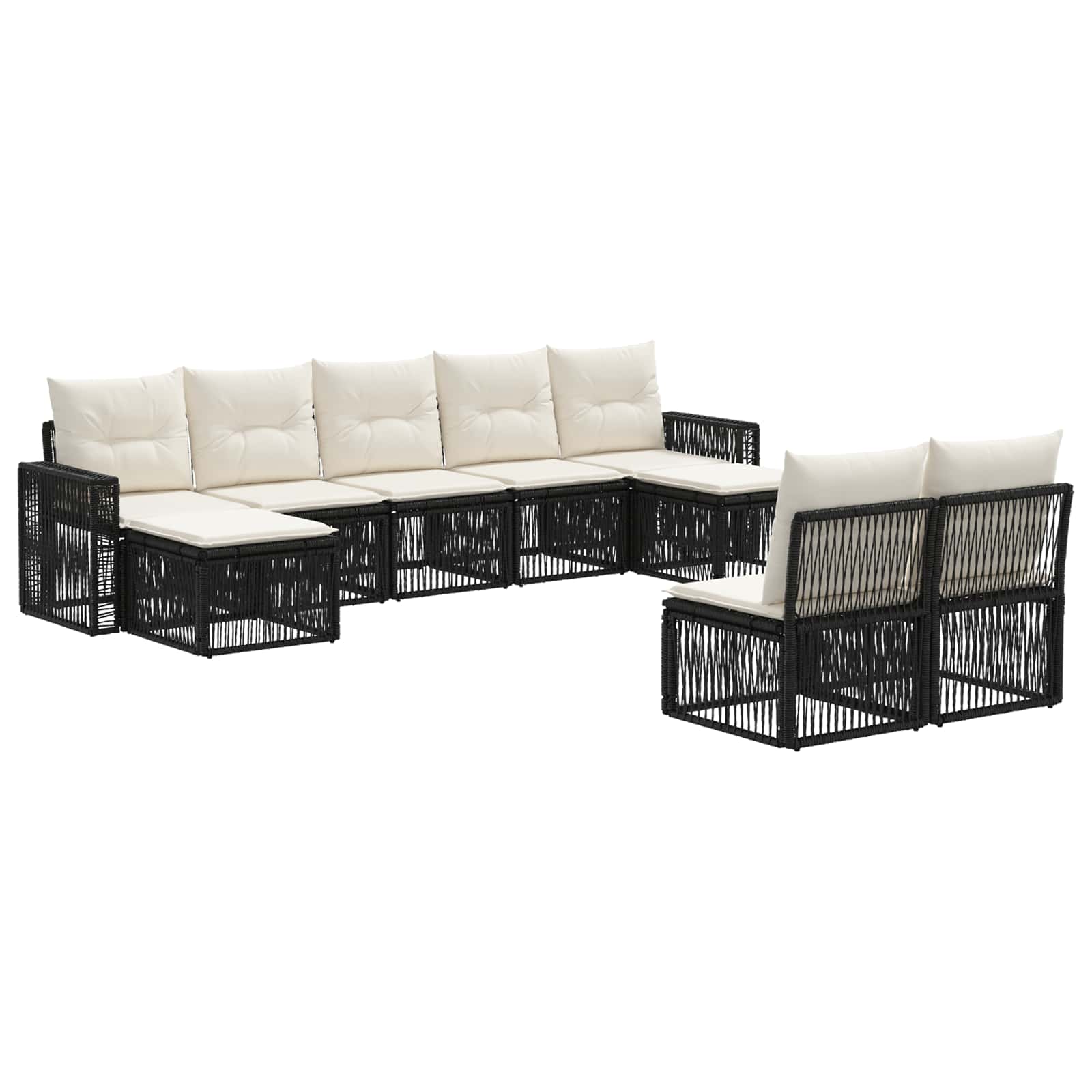 Ensemble de canapé de jardin 9 pcs Noir et blanc crème - XIOS