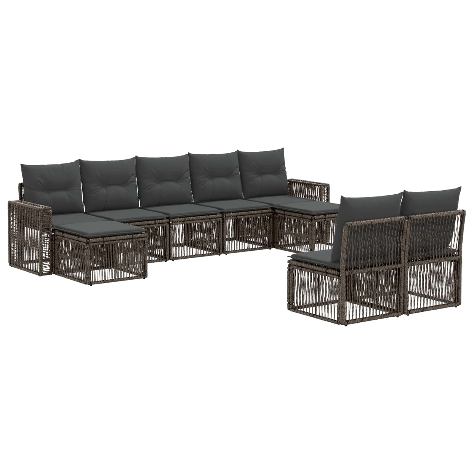 Ensemble de canapé de jardin 9 pcs Gris et Gris foncé polyrotin - XIOS