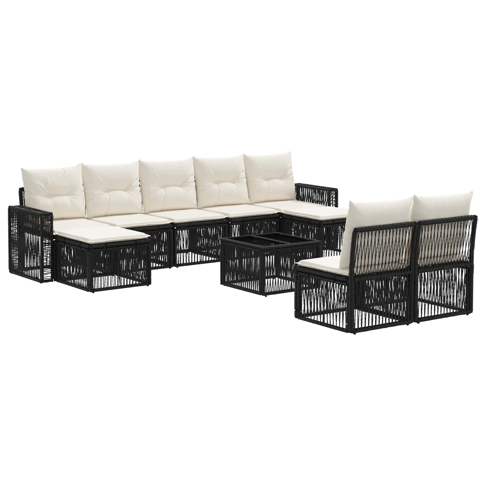 Ensemble de canapé de jardin 10 pcs Noir et blanc crème - XIOS