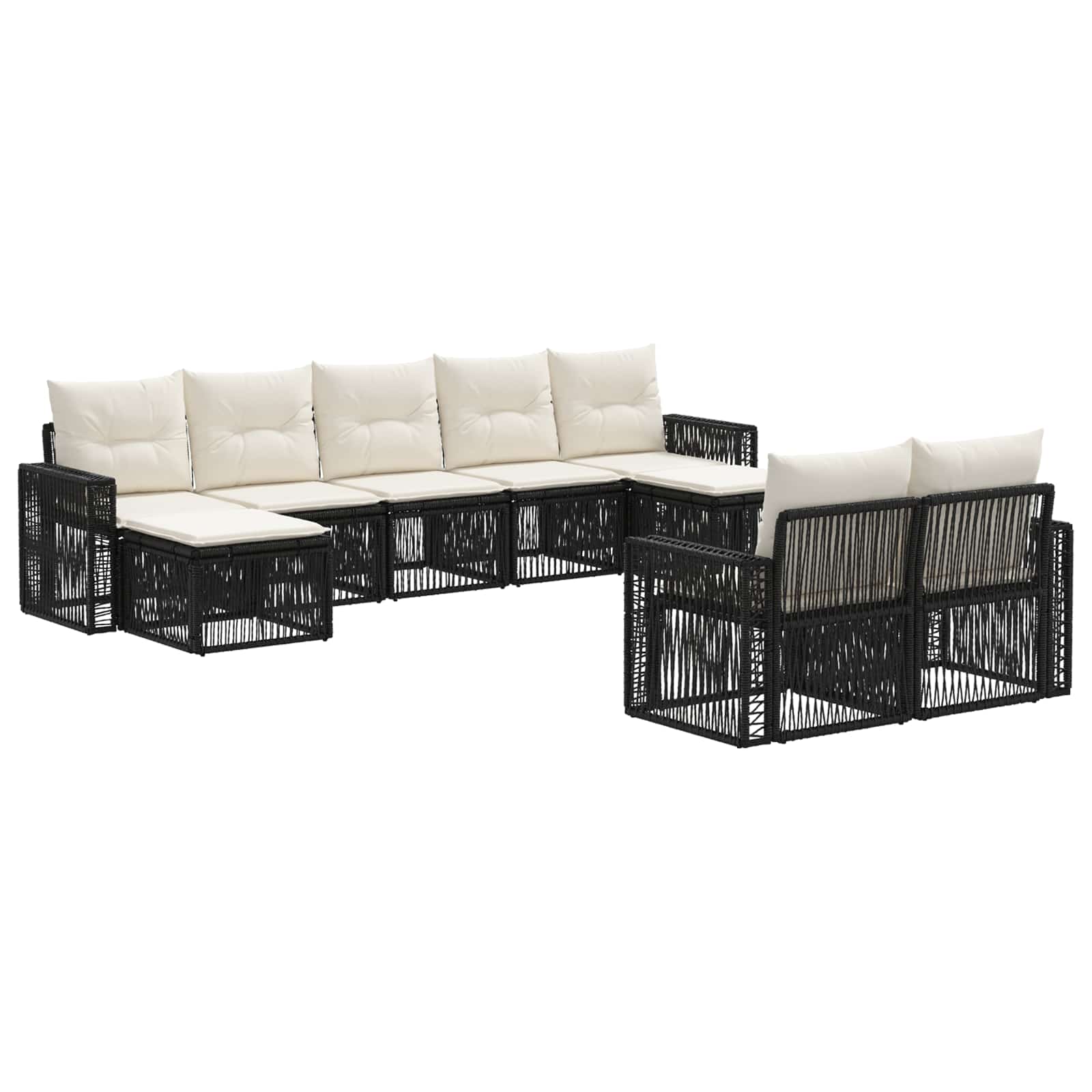 Ensemble de canapé de jardin 9 pcs Noir et blanc crème - XIOS