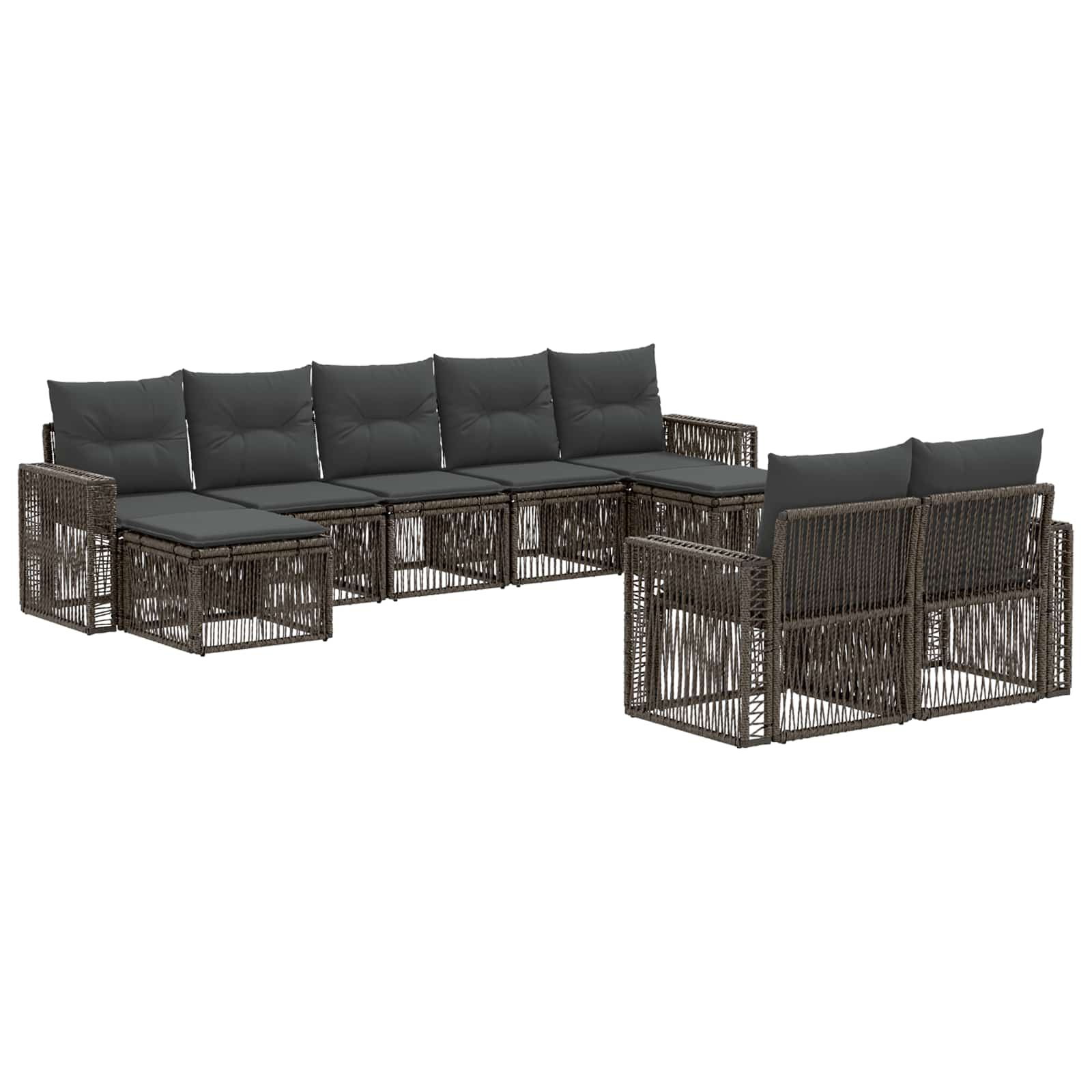 Ensemble de canapé de jardin 9 pcs Gris et Gris foncé polyrotin - XIOS