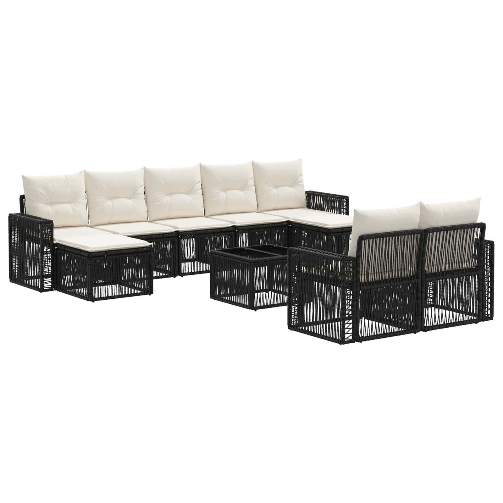 Ensemble de canapé de jardin 10 pcs Noir et blanc crème - XIOS