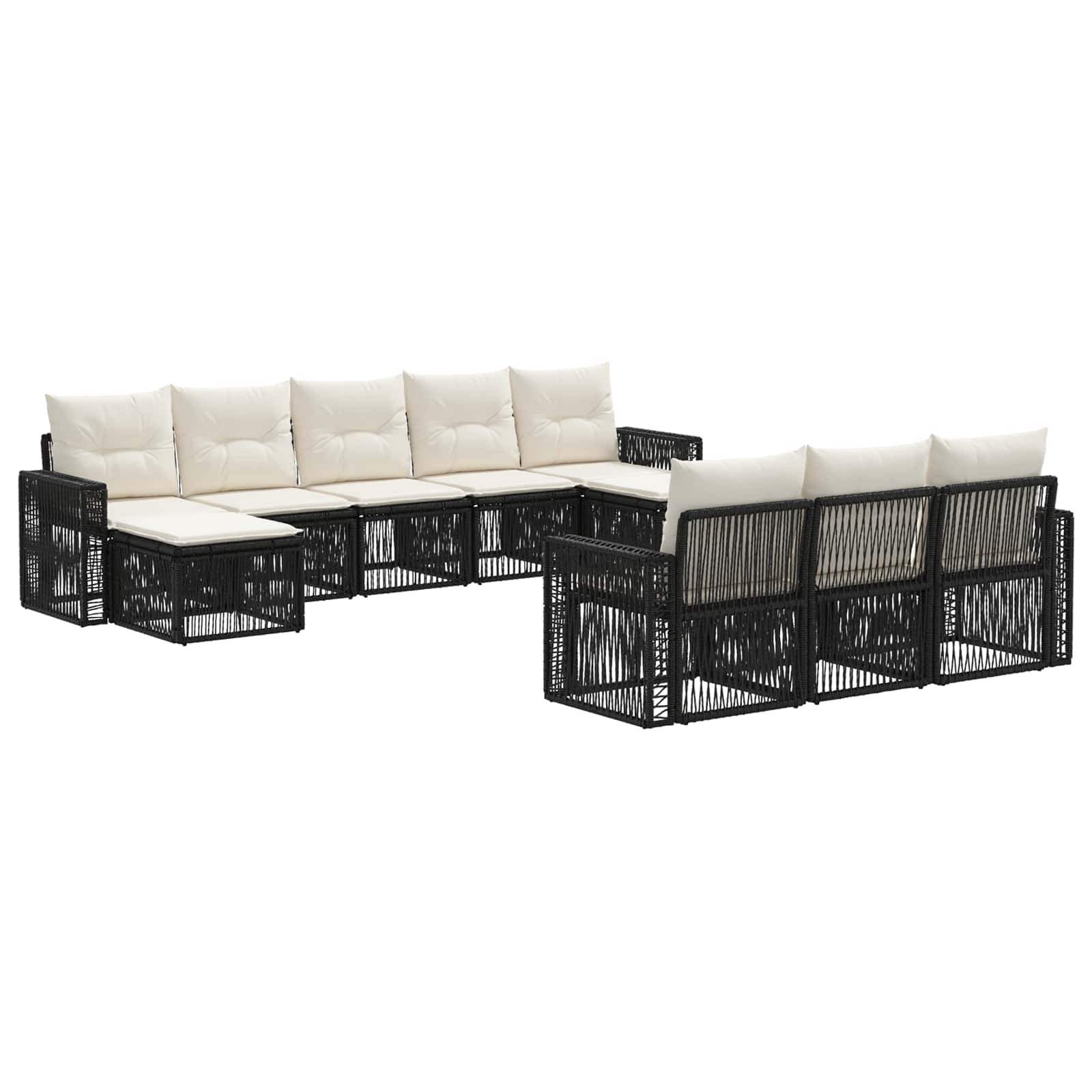 Ensemble de canapé de jardin 10 pcs Noir et blanc crème - XIOS