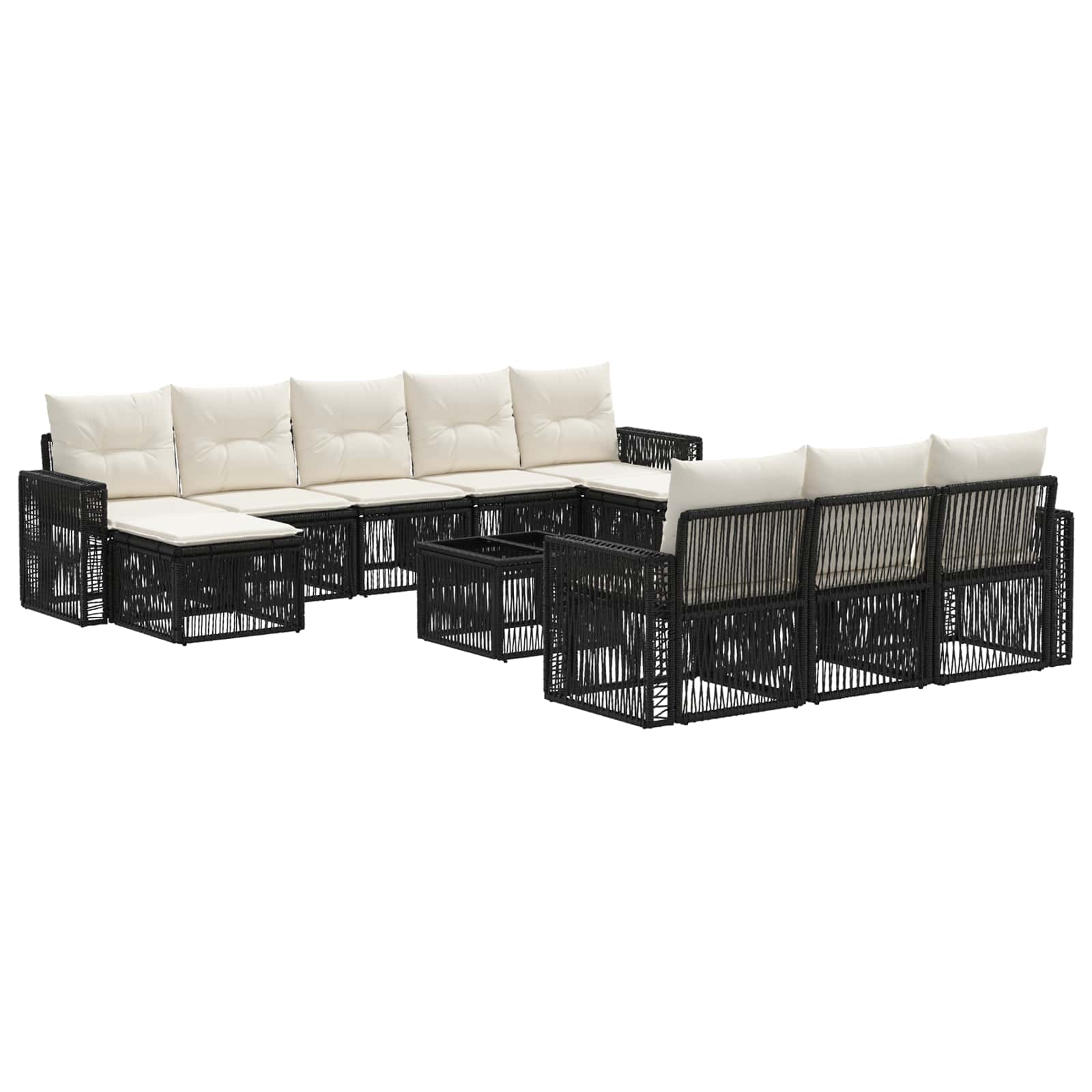 Ensemble de canapé de jardin 11 pcs Noir et blanc crème - XIOS