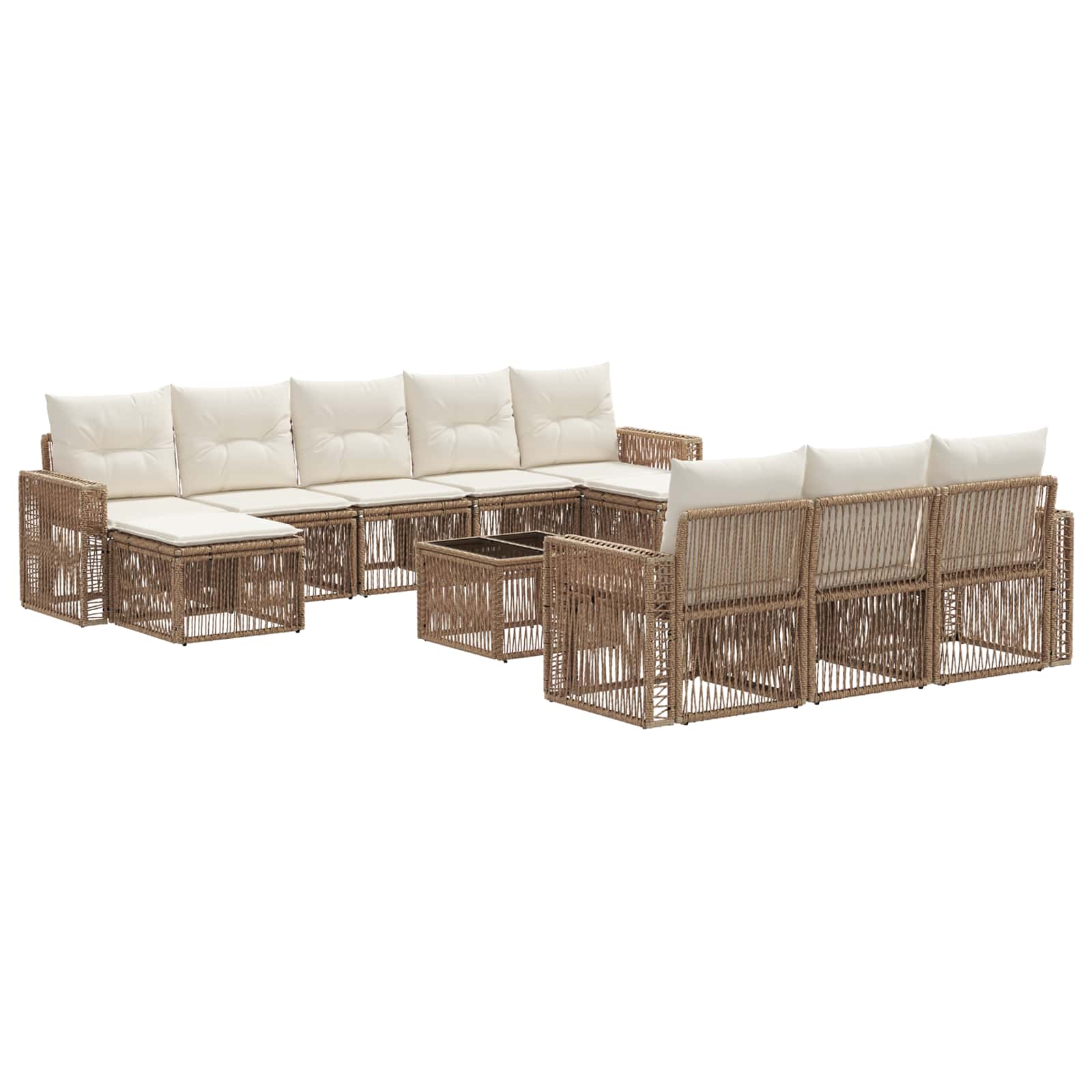Ensemble de canapé de jardin 11 pcs Beige et blanc crème - XIOS