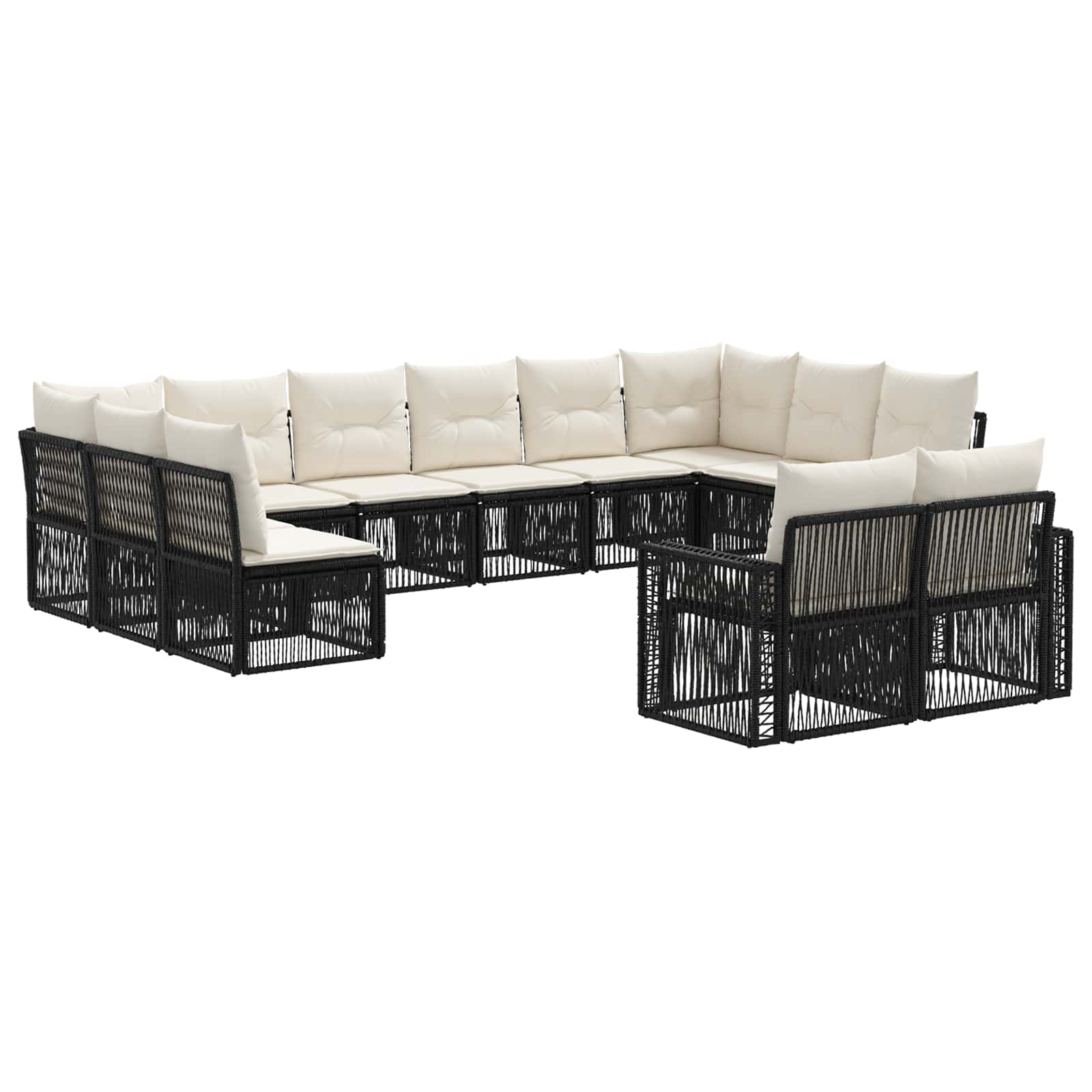 Ensemble de canapé de jardin 12 pcs Noir et blanc crème - XIOS