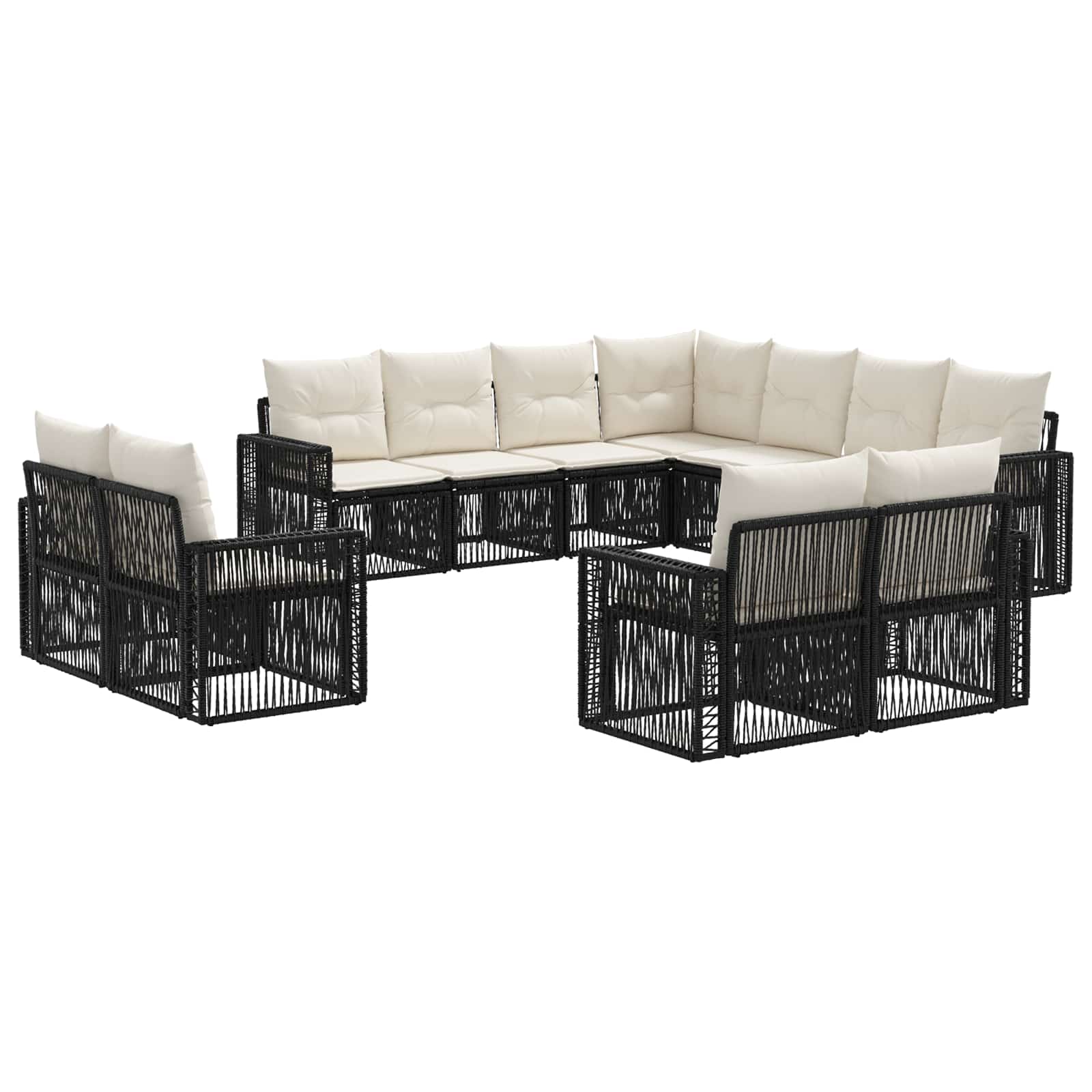 Ensemble de canapé de jardin 11 pcs Noir et blanc crème - XIOS
