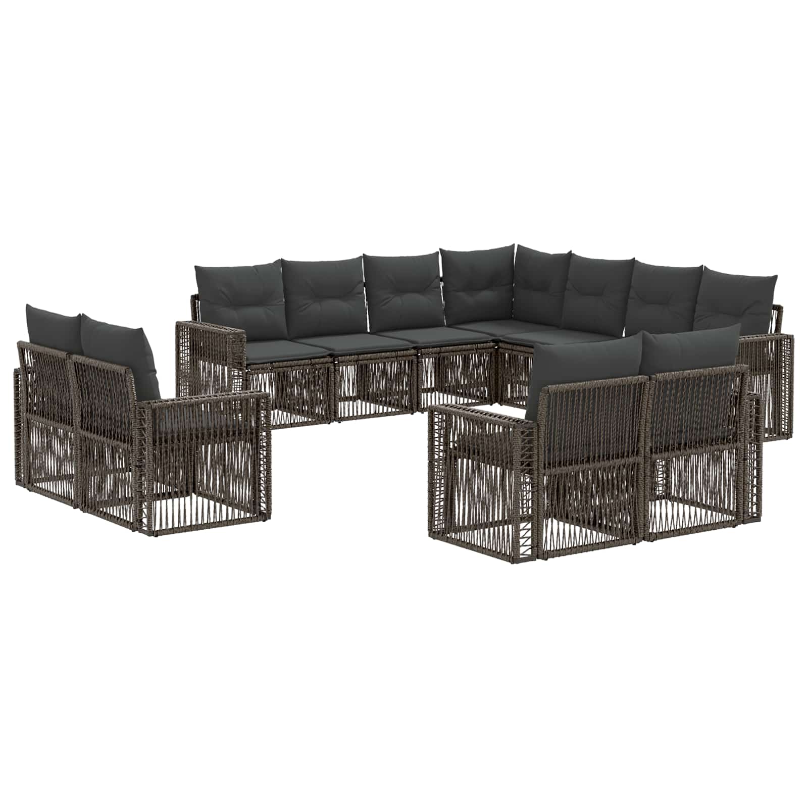 Ensemble de canapé de jardin 11 pcs Gris et Gris foncé - XIOS
