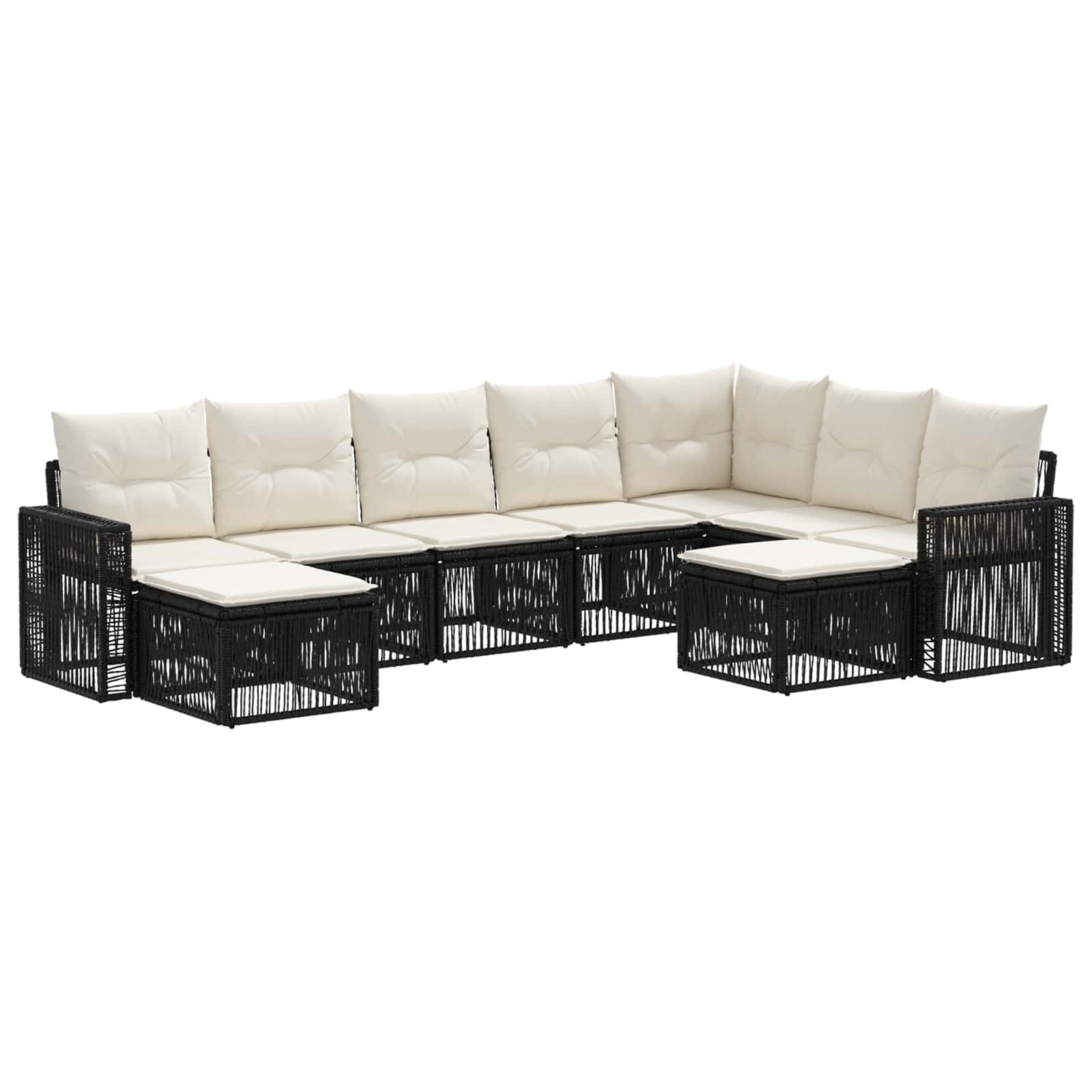 Ensemble de canapé de jardin 9 pcs Noir et blanc crème - XIOS