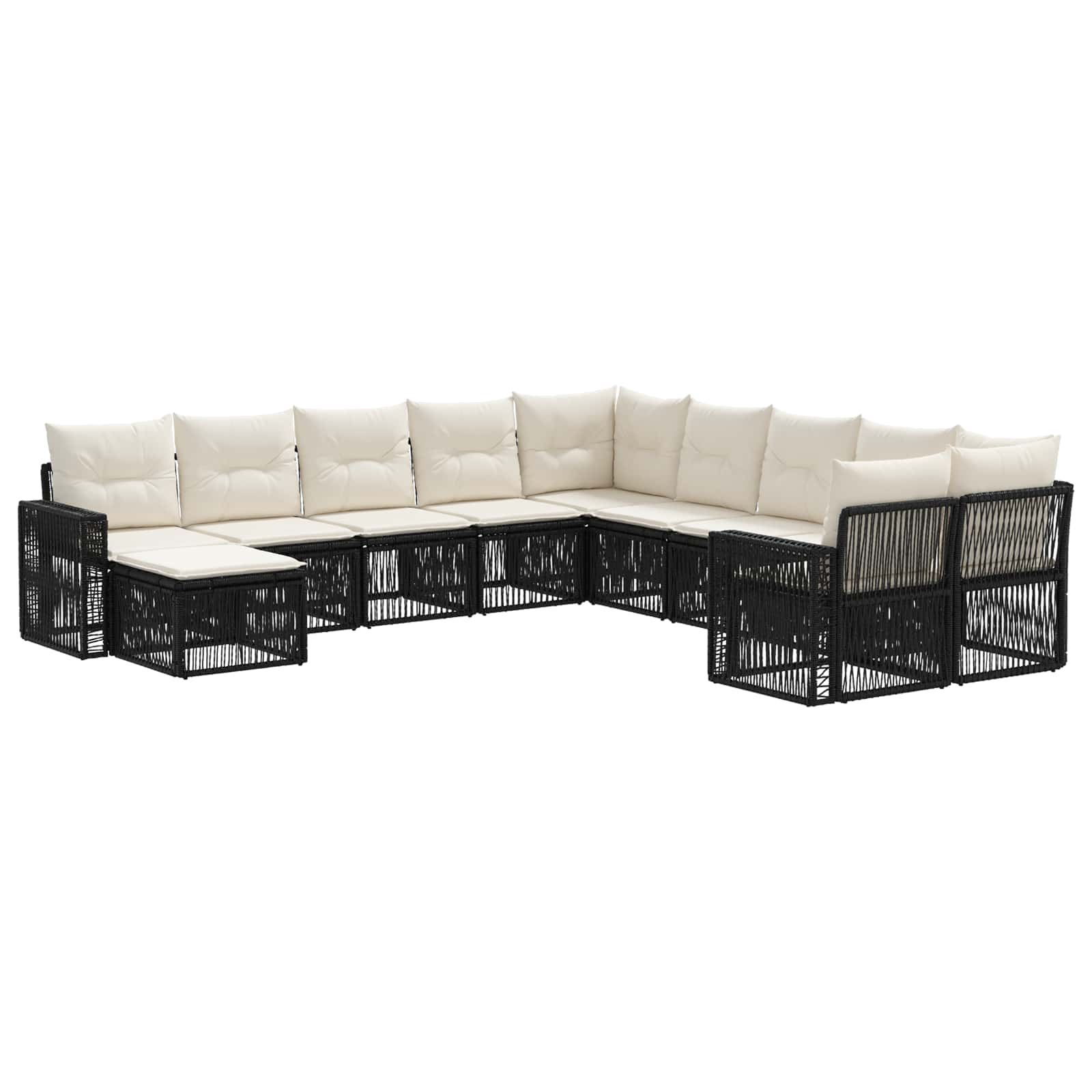 Ensemble de canapé de jardin 11 pcs Noir et blanc crème - XIOS