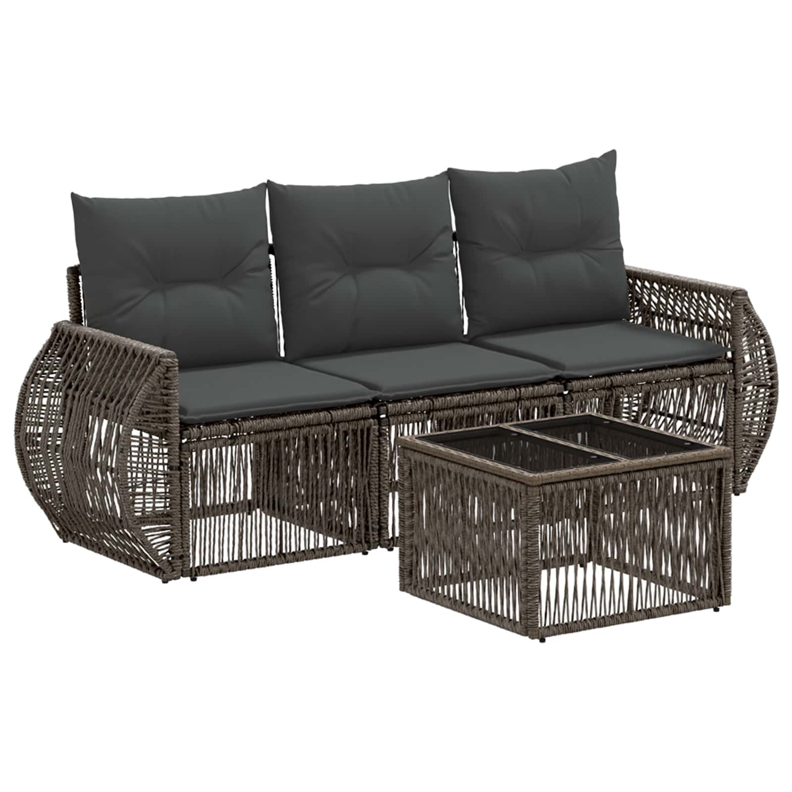 Ensemble de canapé de jardin 4 pcs Gris et Gris foncé polyrotin - XIOS