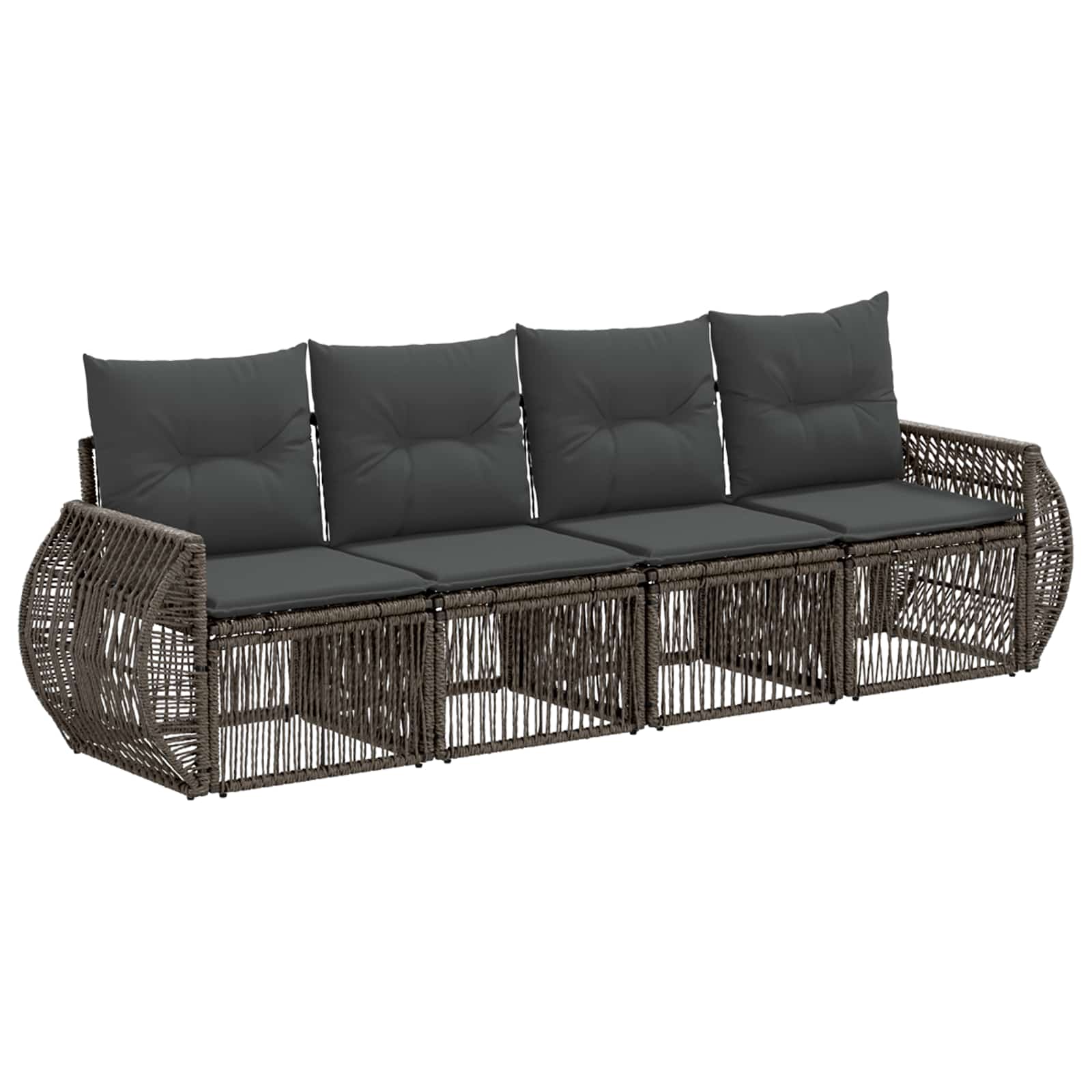 Ensemble de canapé de jardin 4 pcs Gris et Gris foncé polyrotin - XIOS