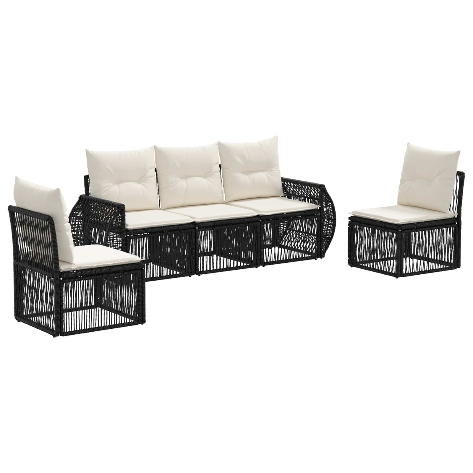 Ensemble de canapé de jardin 5 pcs Noir et blanc crème - XIOS