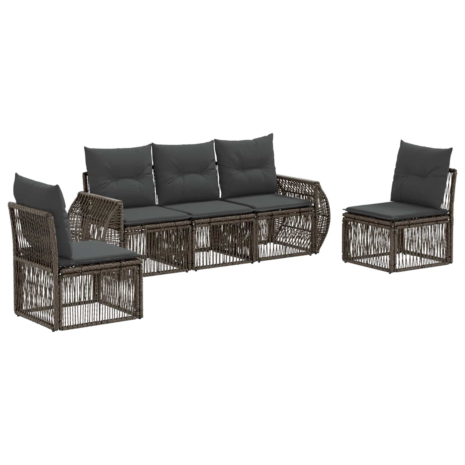 Ensemble de canapé de jardin 5 pcs Gris et Gris foncé polyrotin - XIOS