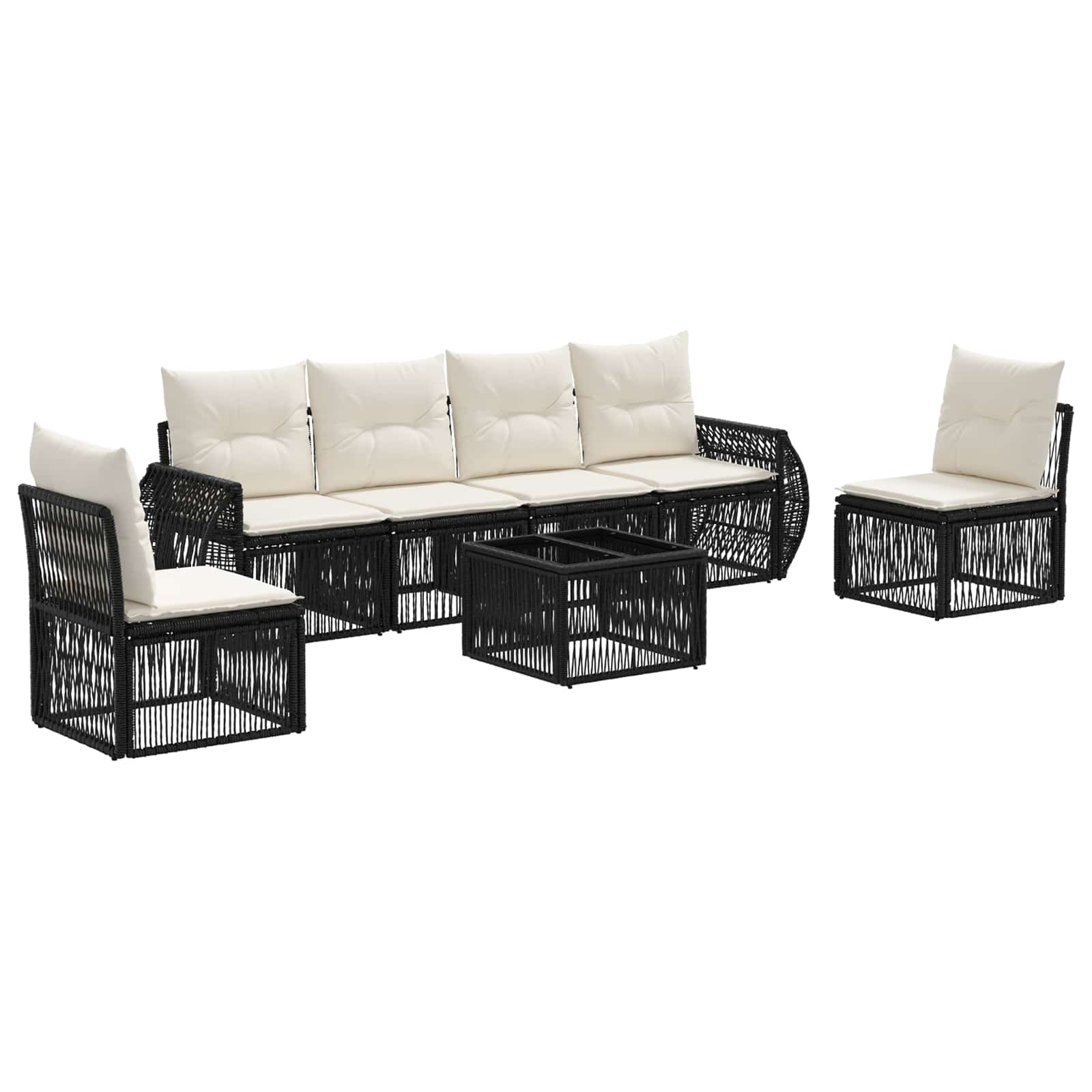 Ensemble de canapé de jardin 7 pcs Noir et blanc crème - XIOS