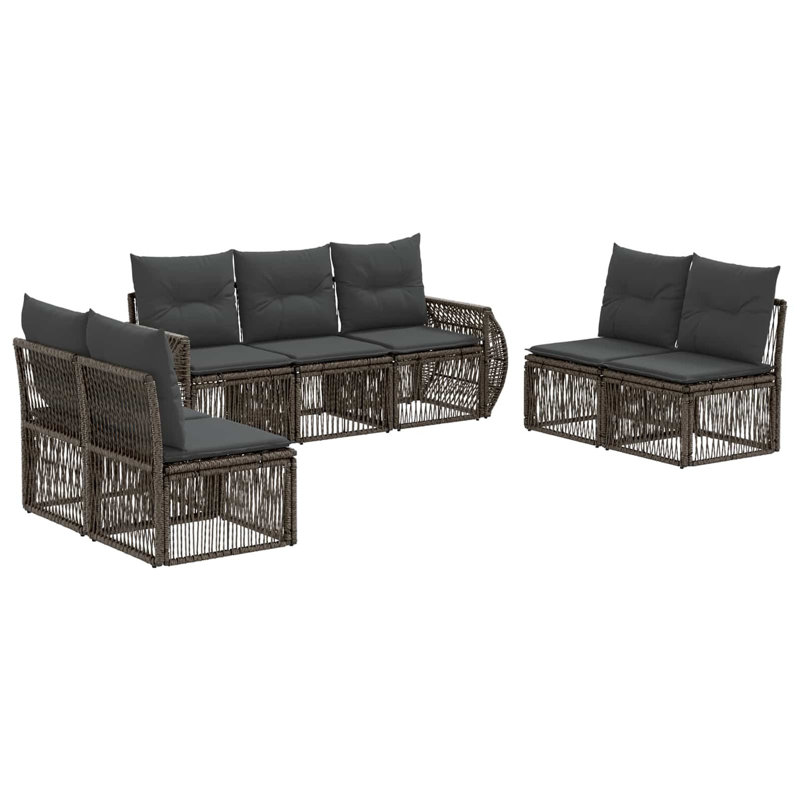 Ensemble de canapé de jardin 7 pcs Gris et Gris foncé polyrotin - XIOS