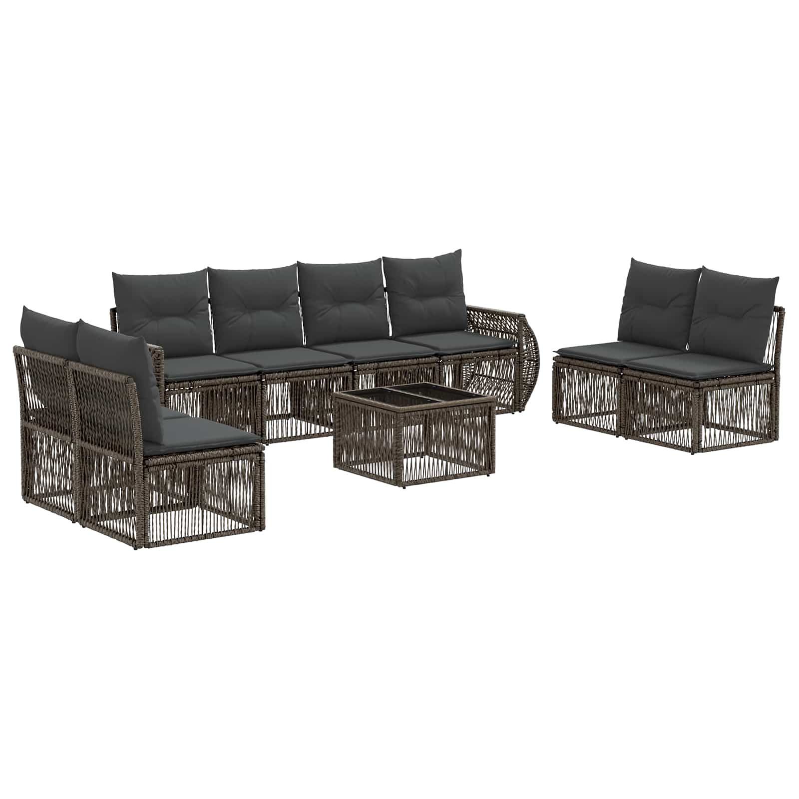 Ensemble de canapé de jardin 9 pcs Gris et Gris foncé polyrotin - XIOS