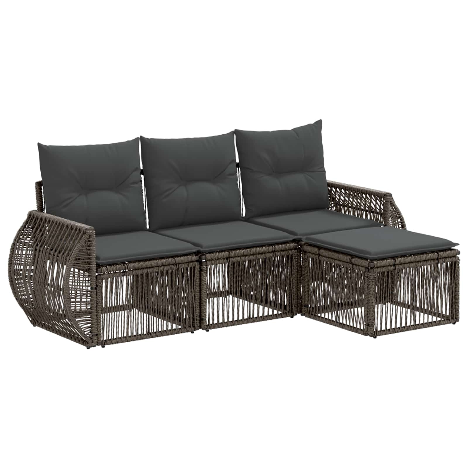 Ensemble de canapé de jardin 4 pcs Gris et Gris foncé polyrotin - XIOS