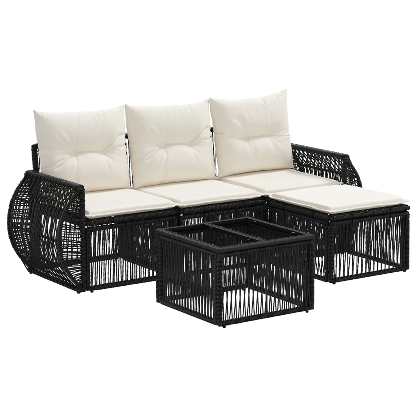 Ensemble de canapé de jardin 5 pcs Noir et blanc crème - XIOS