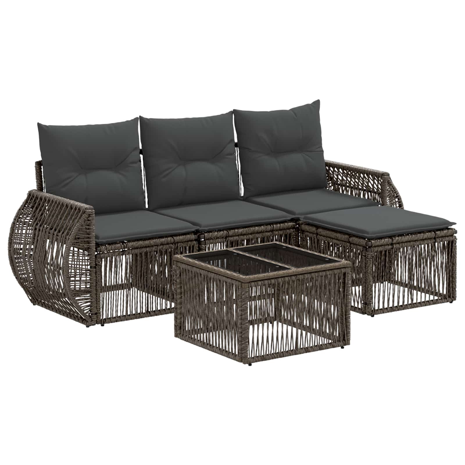 Ensemble de canapé de jardin 5 pcs Gris et Gris foncé polyrotin - XIOS