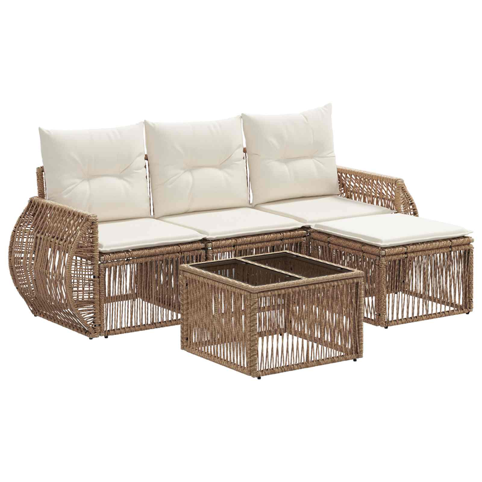 Ensemble de canapé de jardin 5 pcs Beige et blanc crème - XIOS