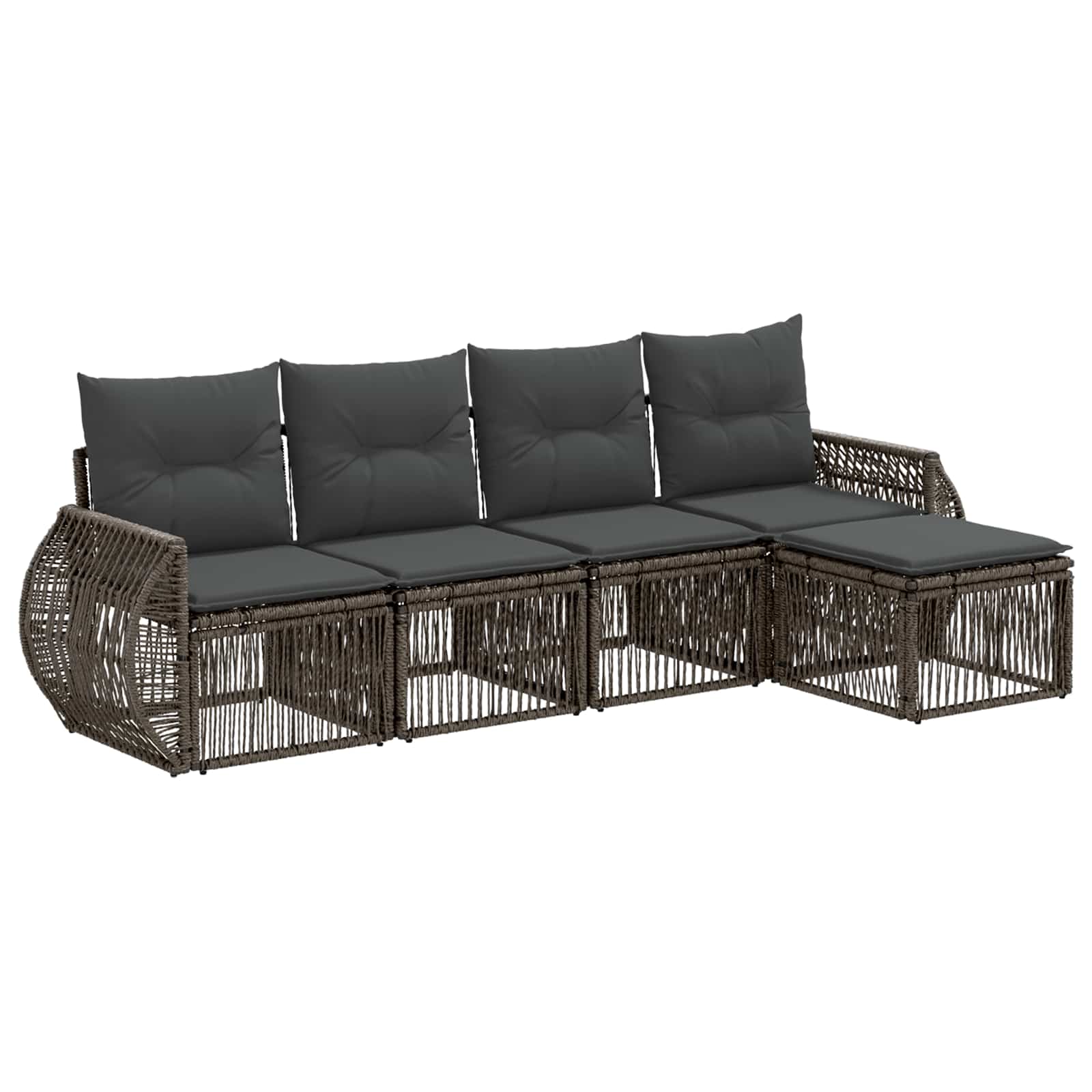 Ensemble de canapé de jardin 5 pcs Gris et Gris foncé polyrotin - XIOS