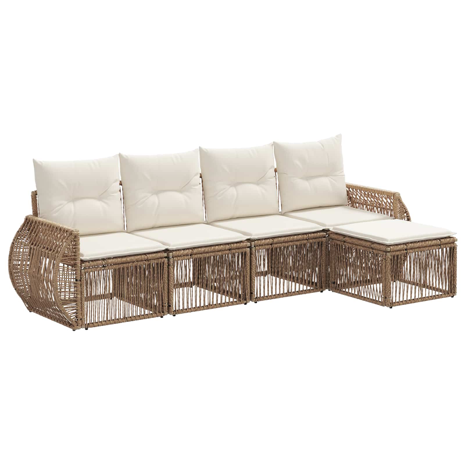 Ensemble de canapé de jardin 5 pcs Beige et blanc crème - XIOS