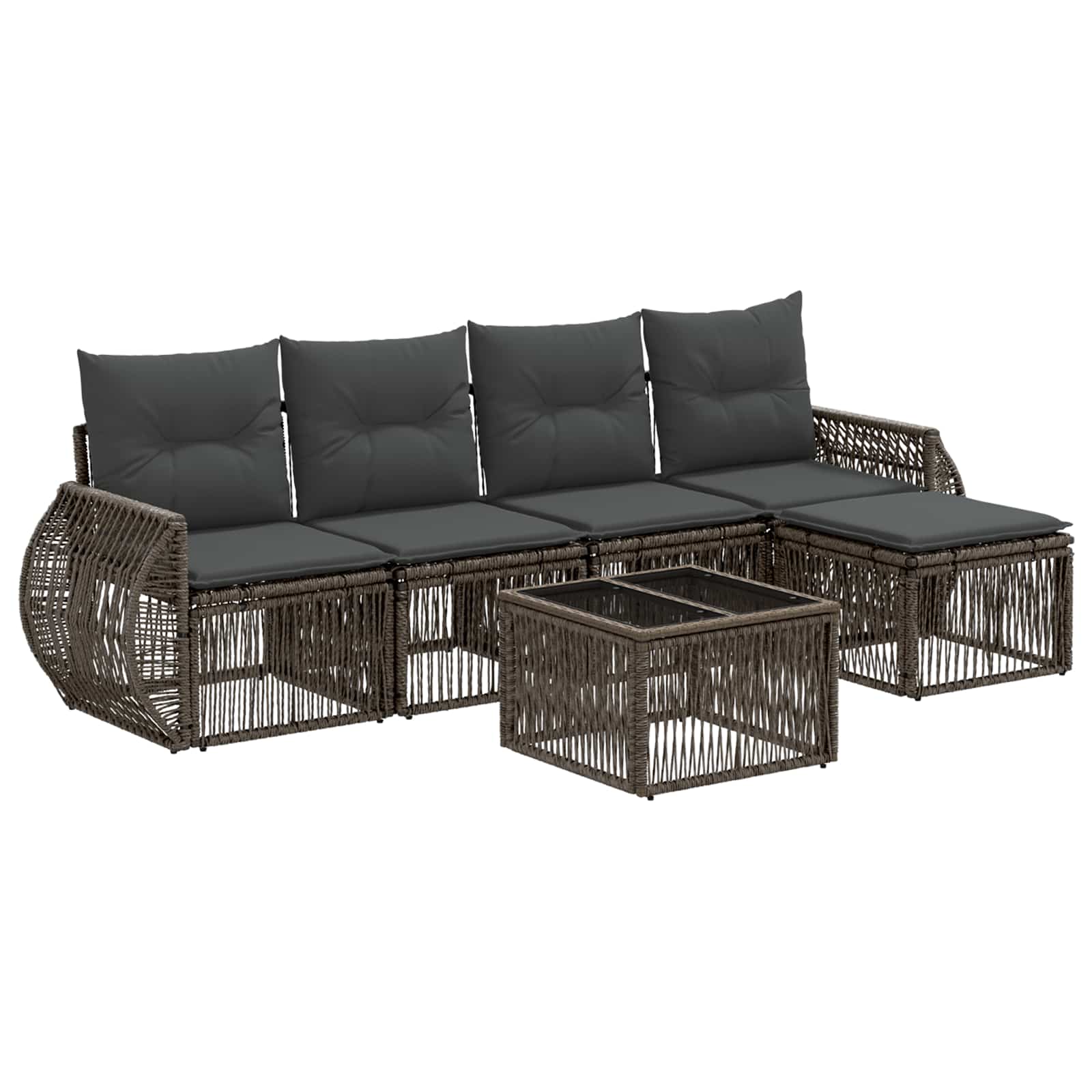 Ensemble de canapé de jardin 6 pcs Gris et Gris foncé polyrotin - XIOS