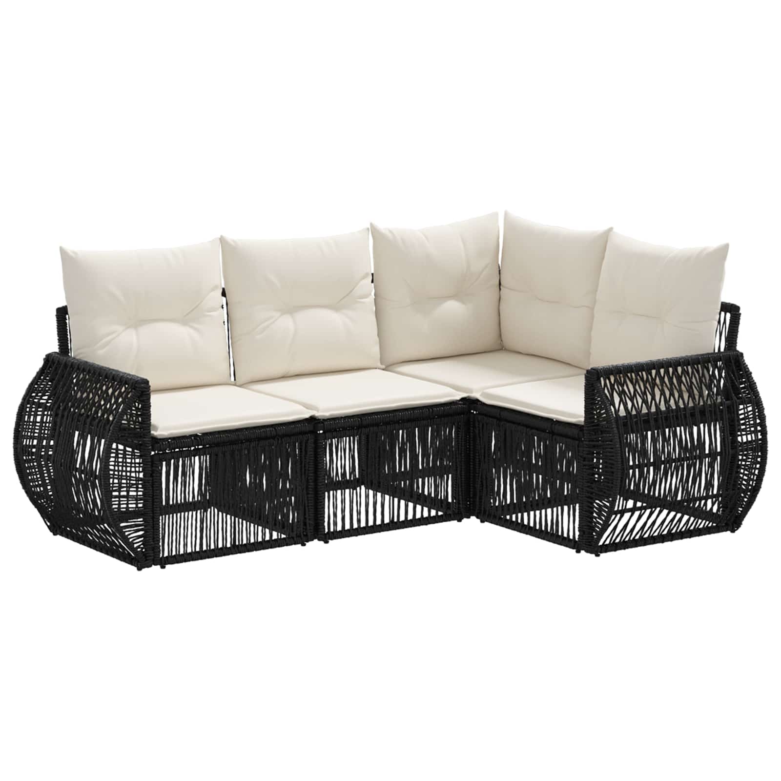 Ensemble de canapé de jardin 4 pcs Noir et blanc crème - XIOS