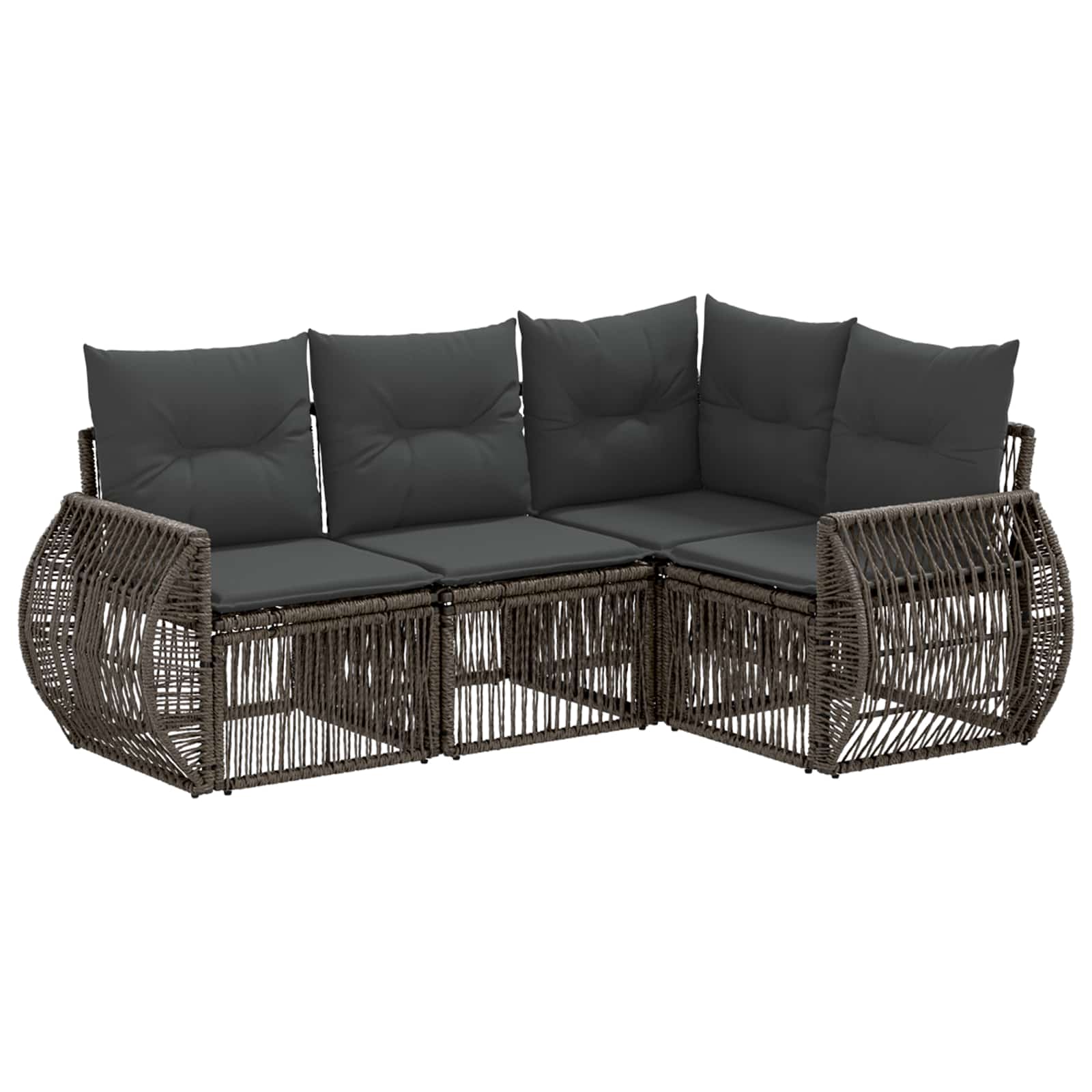 Ensemble de canapé de jardin 4 pcs Gris et Gris foncé polyrotin - XIOS