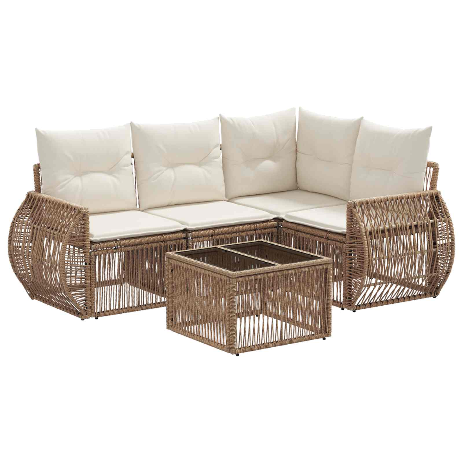 Ensemble de canapé de jardin 5 pcs Beige et blanc crème - XIOS