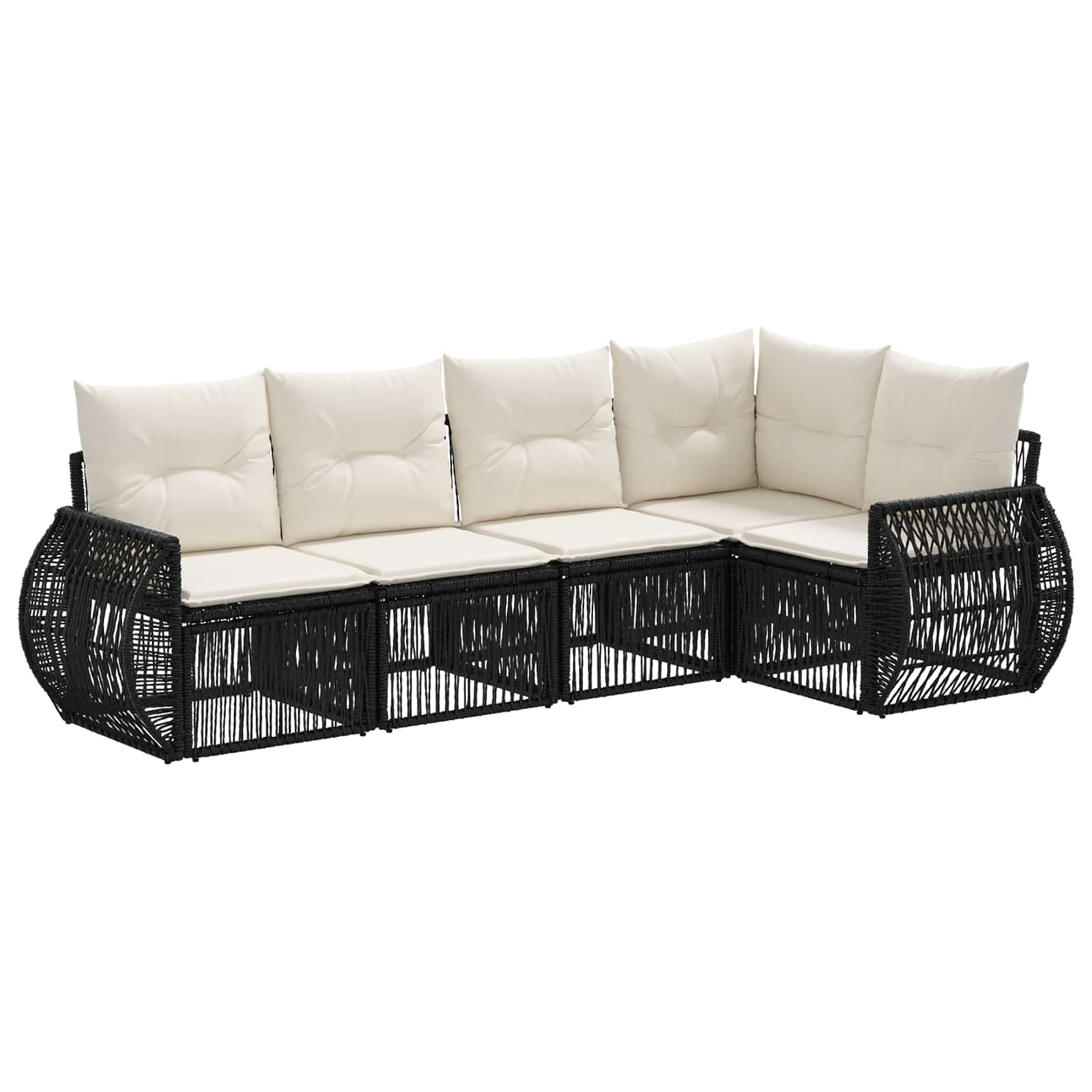 Ensemble de canapé de jardin 5 pcs Noir et blanc crème - XIOS