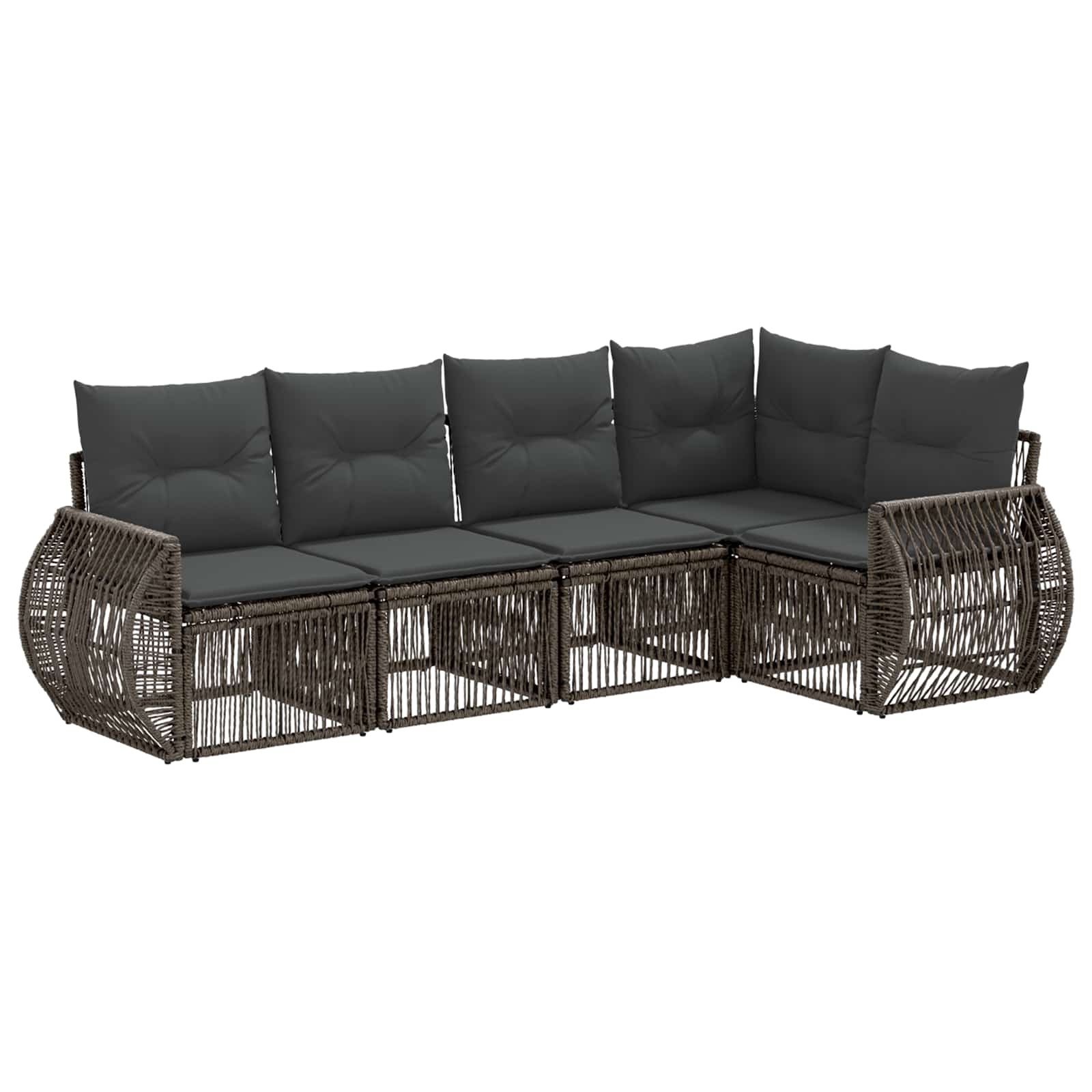 Ensemble de canapé de jardin 5 pcs Gris et Gris foncé polyrotin - XIOS