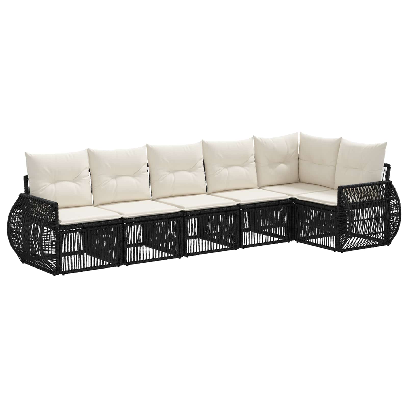 Ensemble de canapé de jardin 6 pcs Noir et blanc crème - XIOS