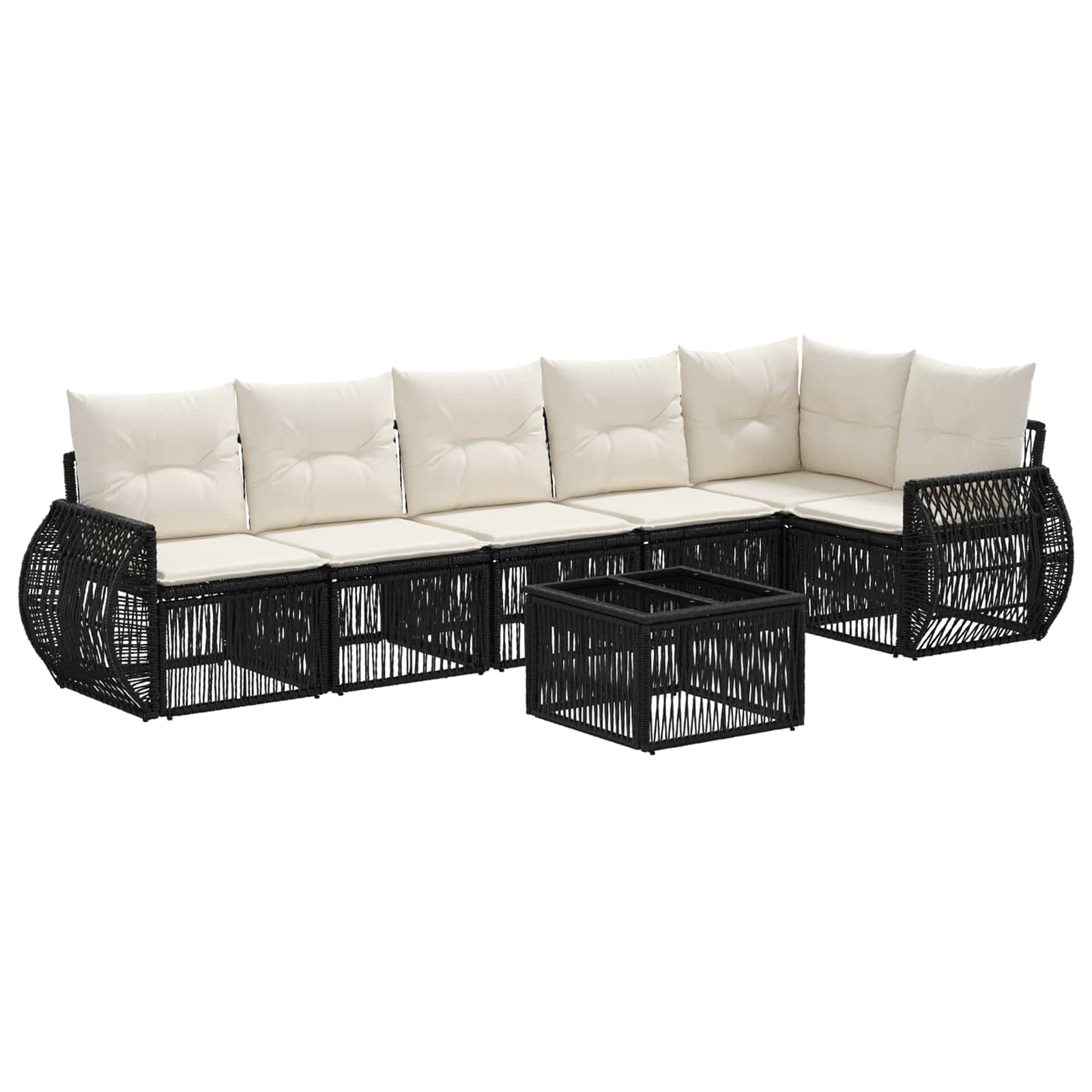Ensemble de canapé de jardin 7 pcs Noir et blanc crème - XIOS