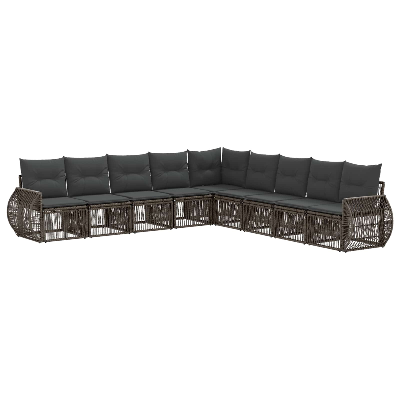 Ensemble de canapé de jardin 9 pcs Gris et Gris foncé polyrotin - XIOS