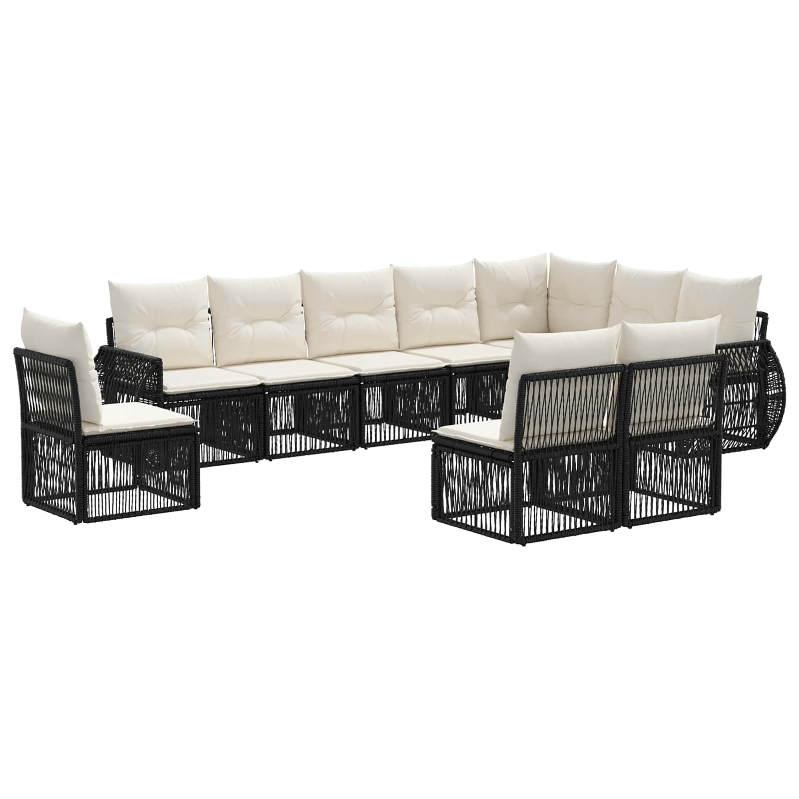 Ensemble de canapé de jardin 10 pcs Noir et blanc crème - XIOS