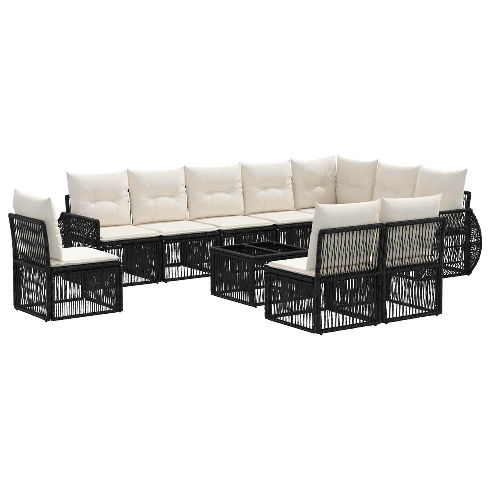 Ensemble de canapé de jardin 11 pcs Noir et blanc crème - XIOS
