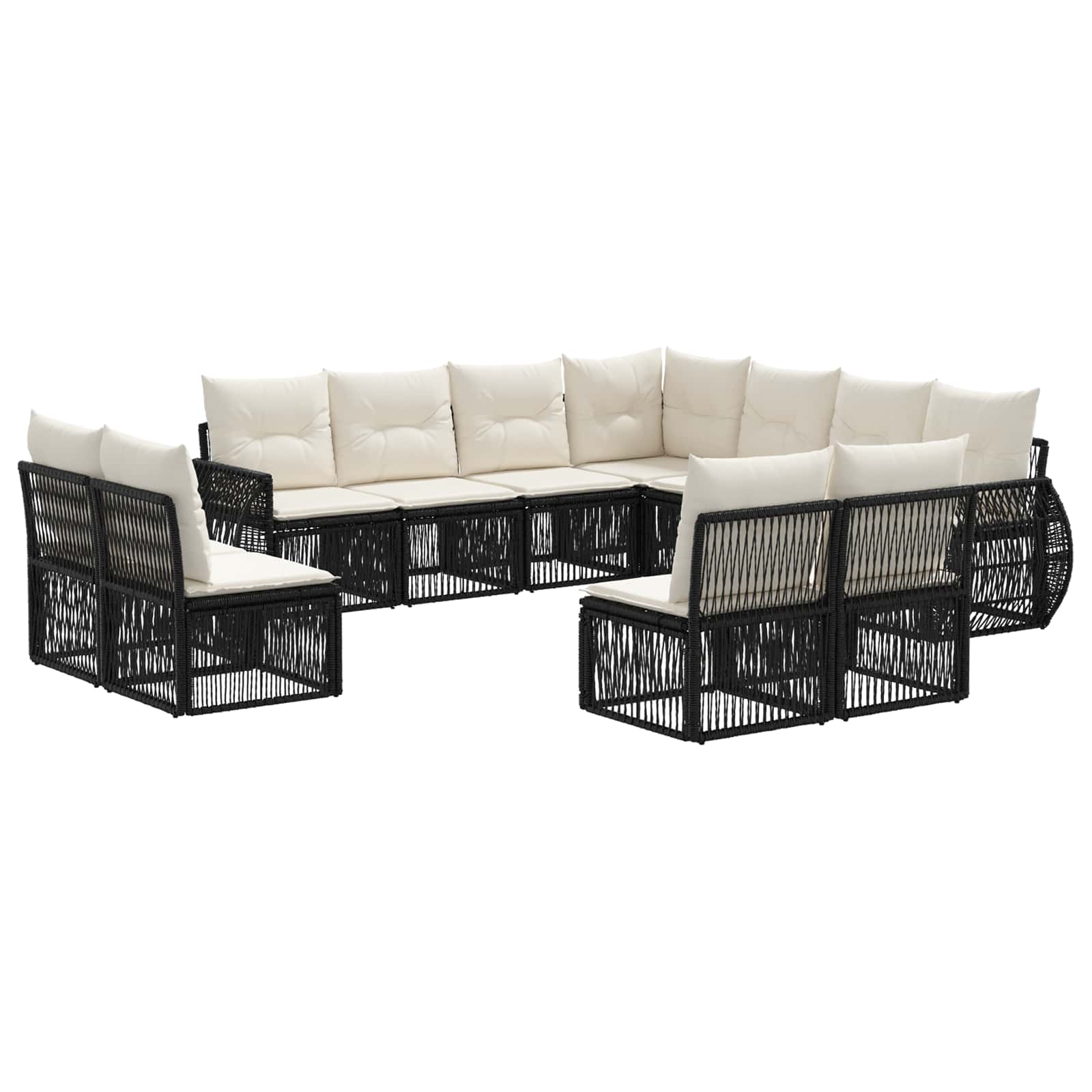 Ensemble de canapé de jardin 11 pcs Noir et blanc crème - XIOS