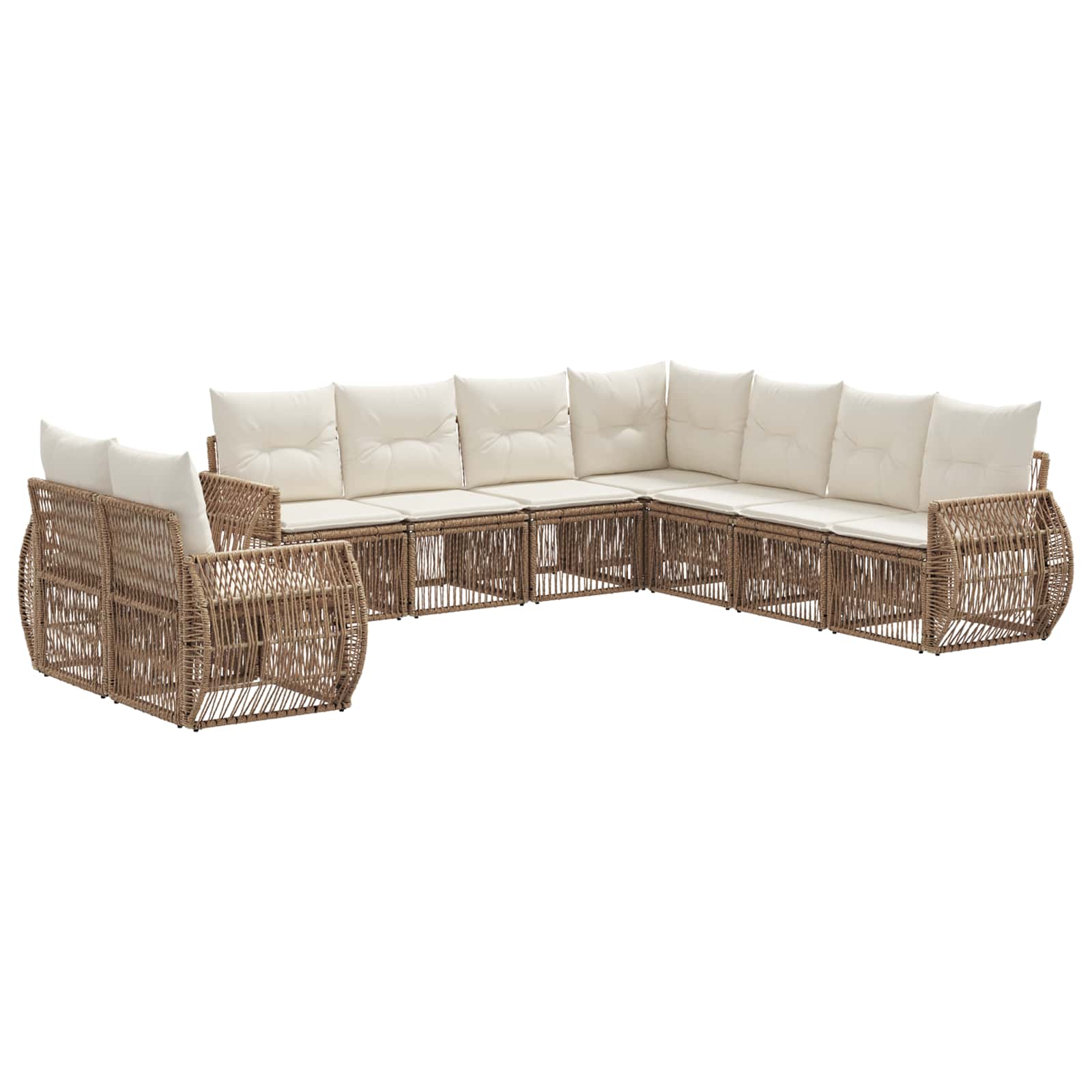 Ensemble de canapé de jardin 9 pcs Beige et blanc crème - XIOS