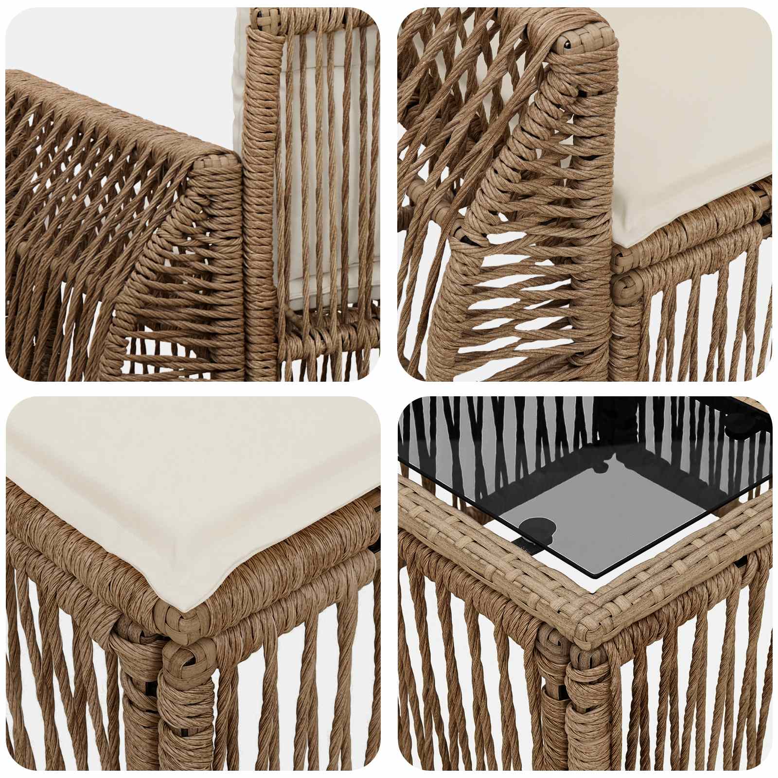 Ensemble de canapé de jardin 11 pcs Beige et blanc crème - XIOS