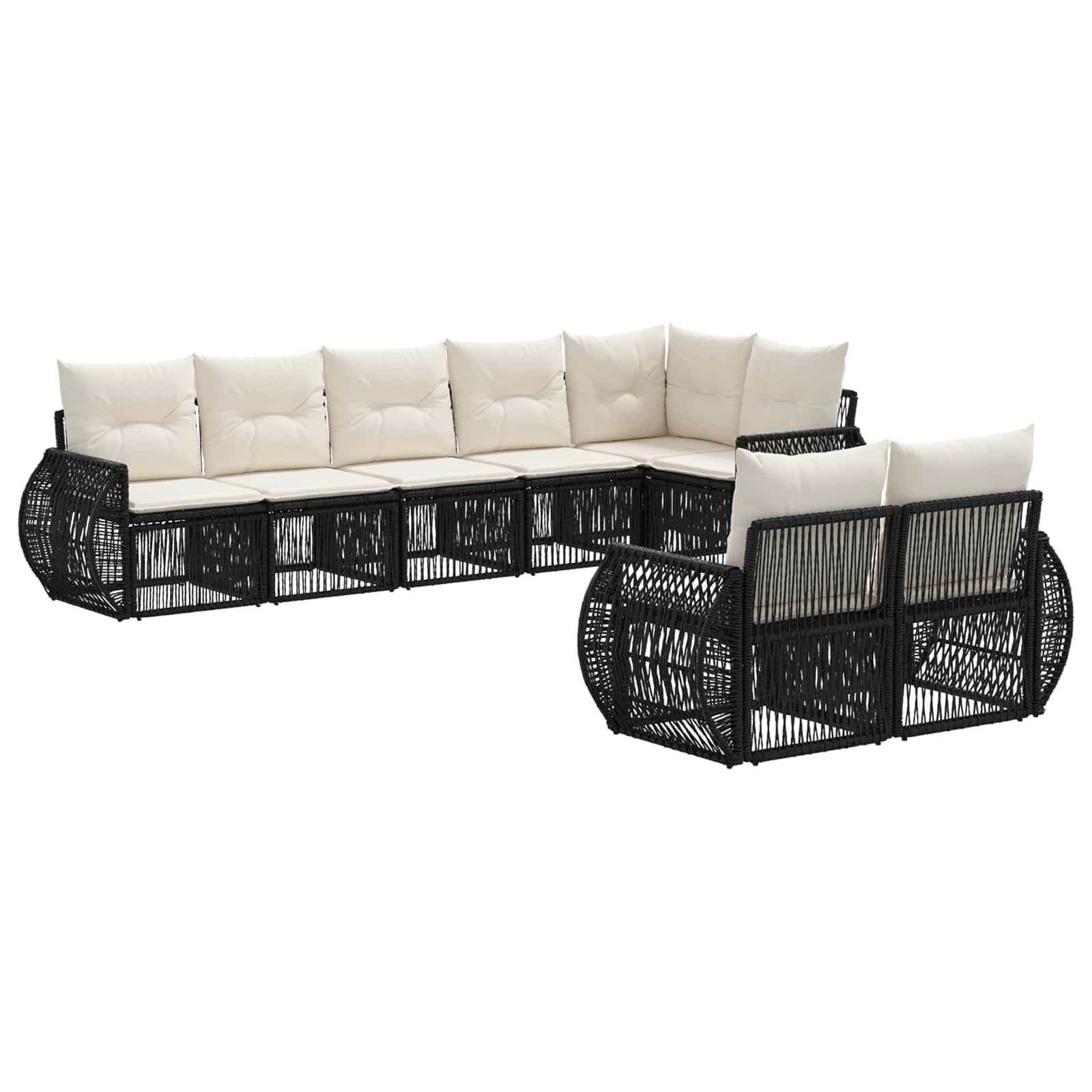 Ensemble de canapé de jardin 8 pcs Noir et blanc crème - XIOS
