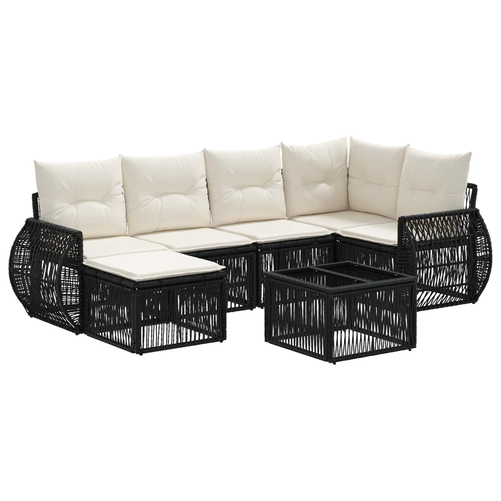 Ensemble de canapé de jardin 7 pcs Noir et blanc crème - XIOS