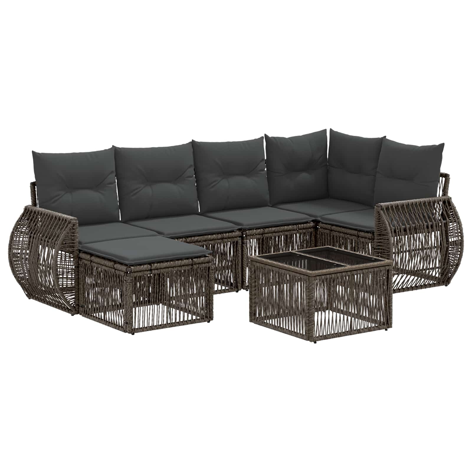 Ensemble de canapé de jardin 7 pcs Gris et Gris foncé polyrotin - XIOS