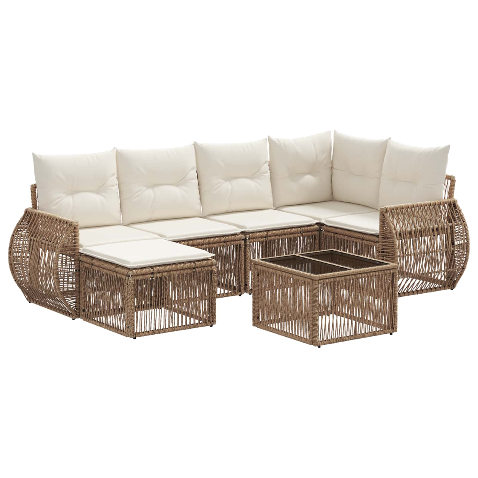 Ensemble de canapé de jardin 7 pcs Beige et blanc crème - XIOS