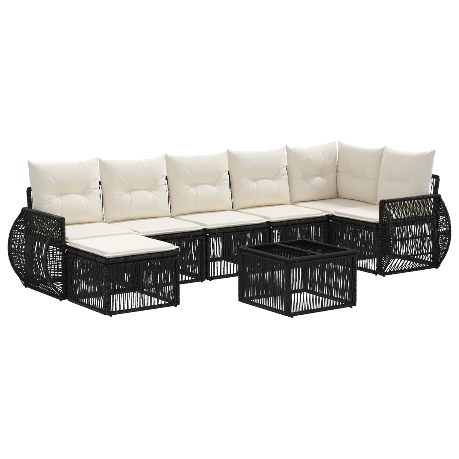 Ensemble de canapé de jardin 8 pcs Noir et blanc crème - XIOS