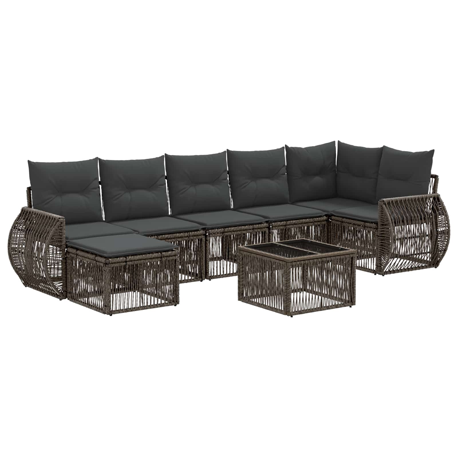Ensemble de canapé de jardin 8 pcs Gris et Gris foncé polyrotin - XIOS