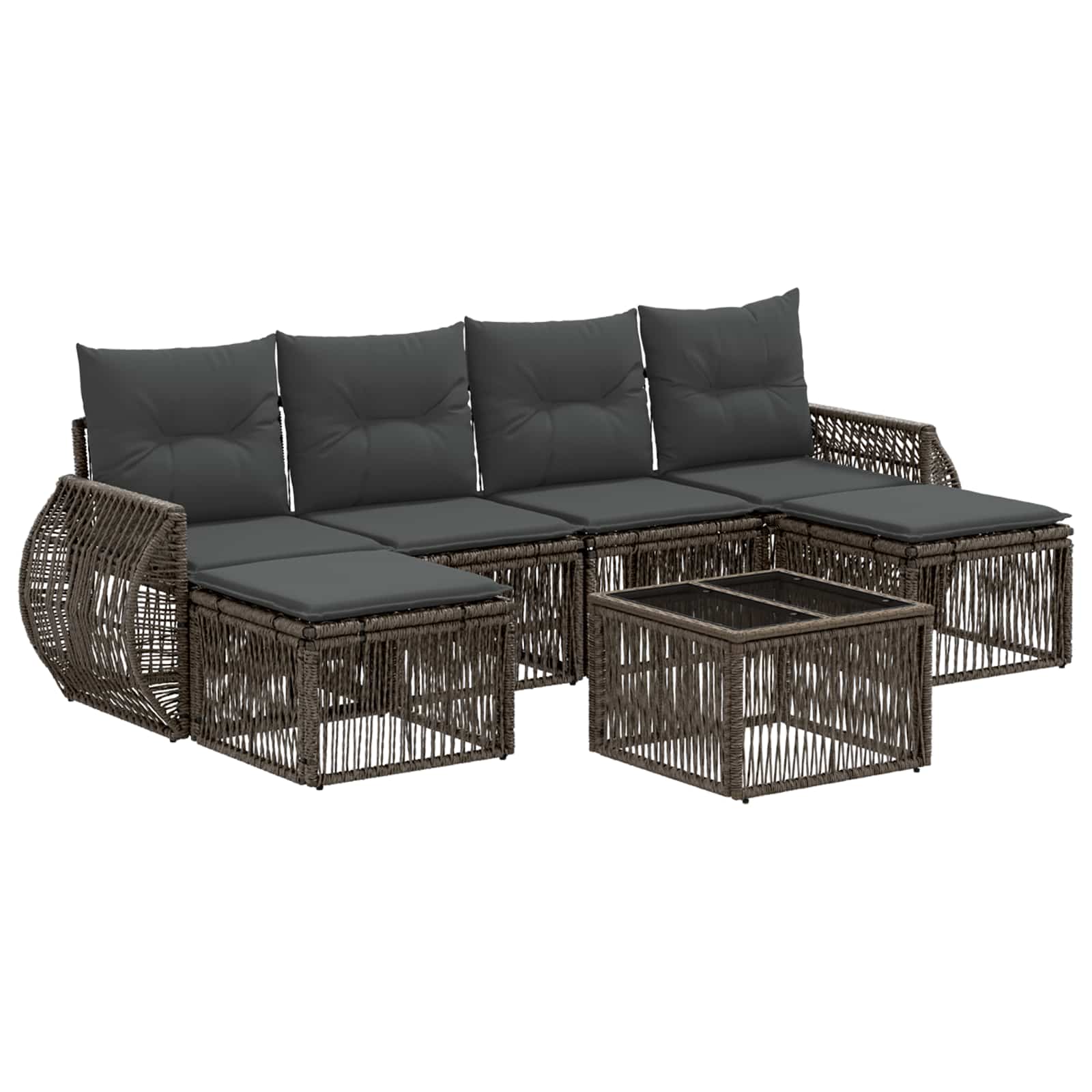 Ensemble de canapé de jardin 7 pcs Gris et Gris foncé polyrotin - XIOS