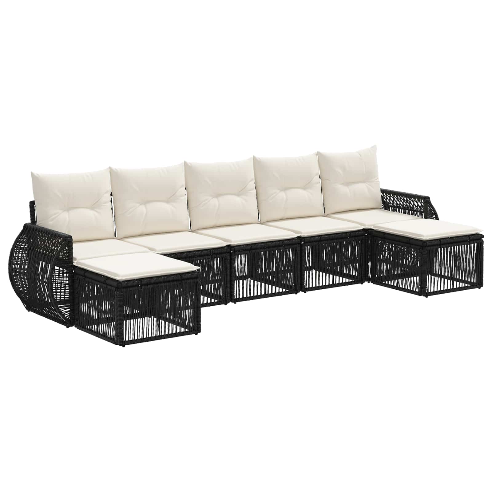 Ensemble de canapé de jardin 7 pcs Noir et blanc crème - XIOS