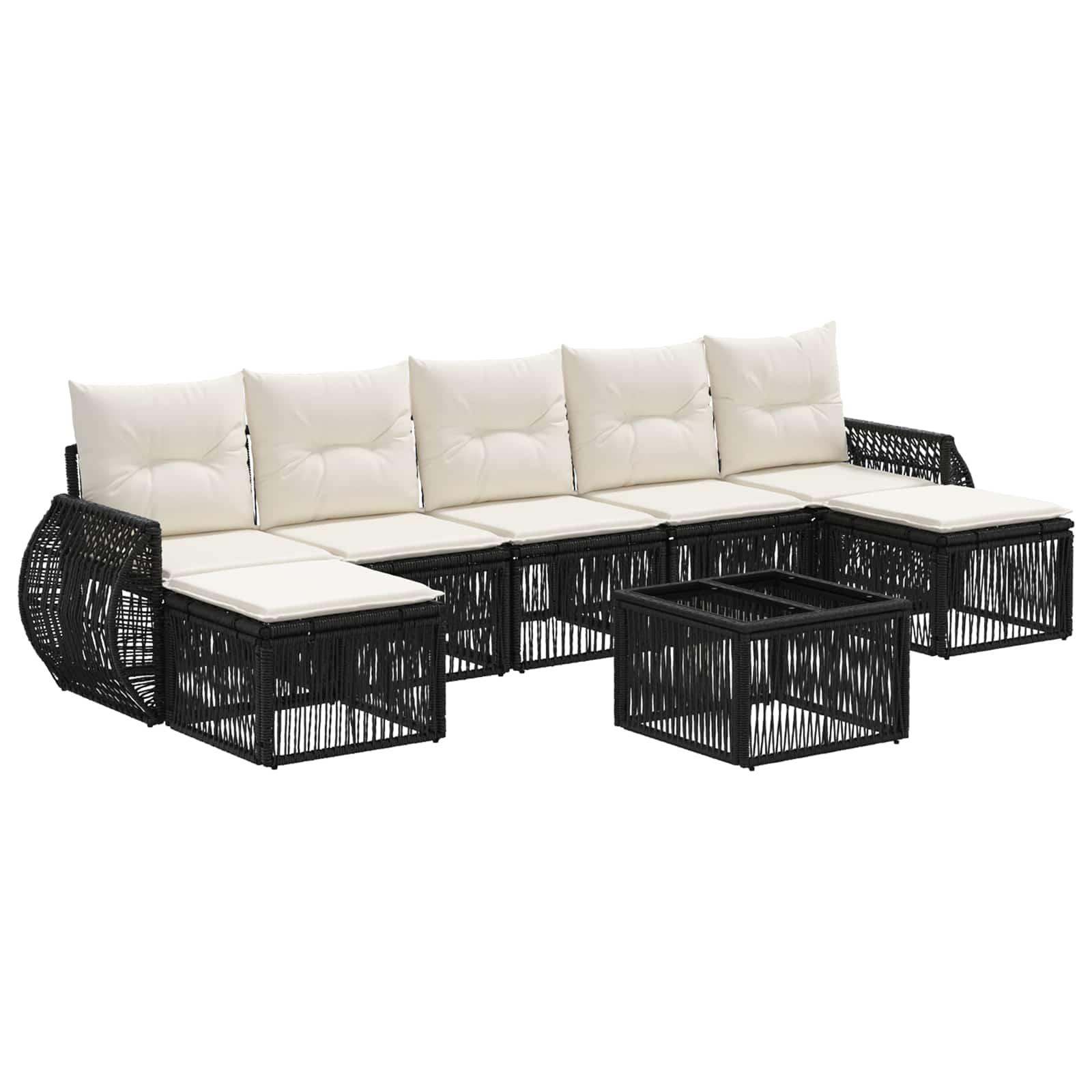 Ensemble de canapé de jardin 8 pcs Noir et blanc crème - XIOS